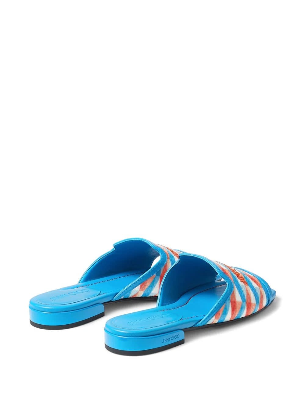 Shop Jimmy Choo Nako Flat Sandals In Sky/sky Mix In Blue