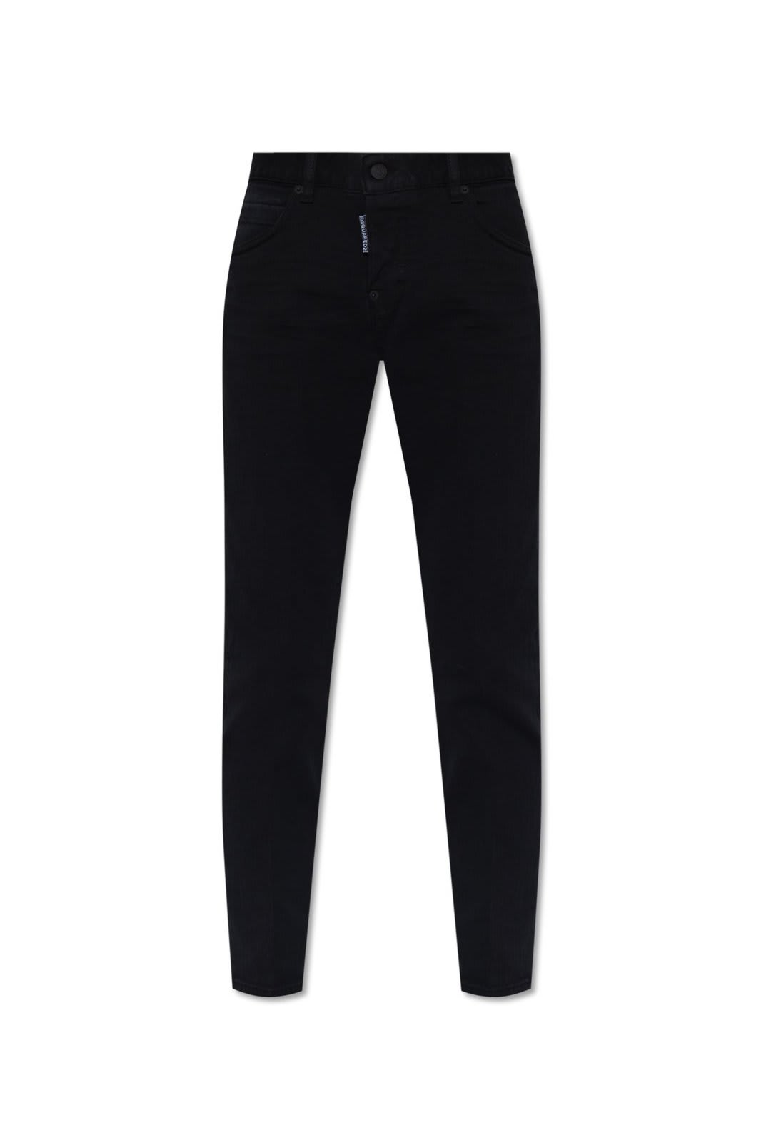 Shop Dsquared2 Logo Patch Tapered Leg Jeans In Nero