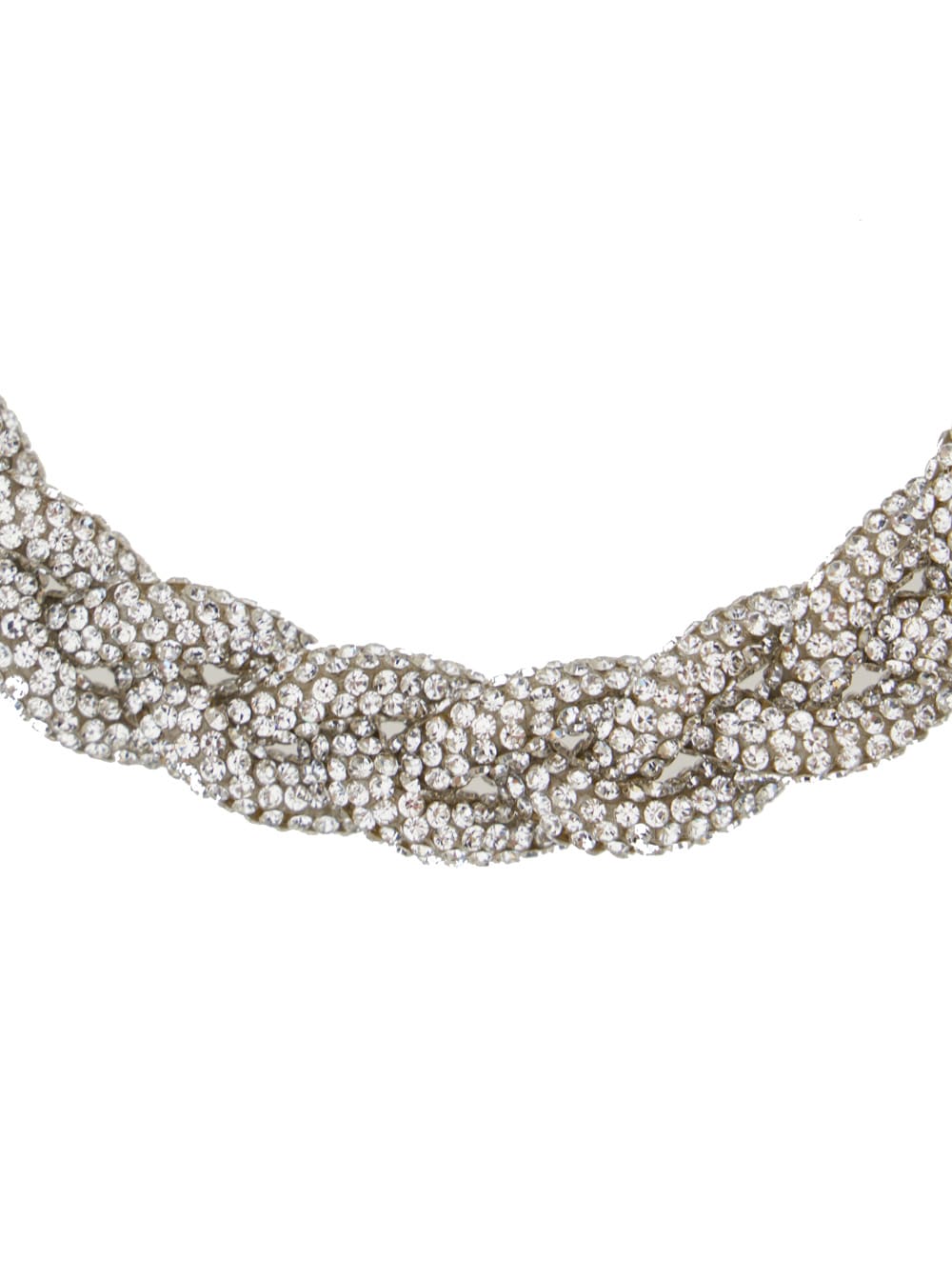 Shop Isabel Marant Silver Colored Twisted Necklace With Rhinestones In Metal Woman In Metallic