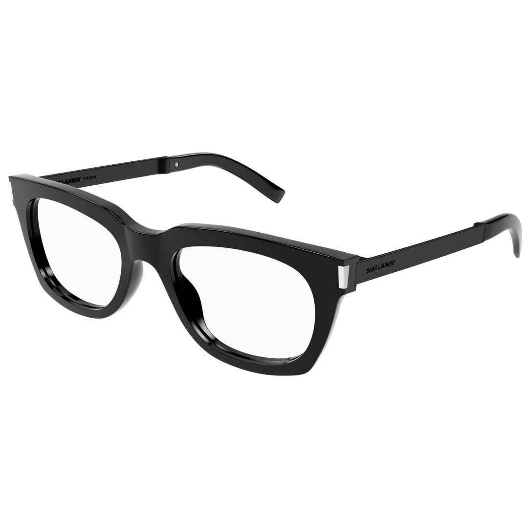 Saint Laurent Rectangle Frame Glasses In 001 Black Black Transpare