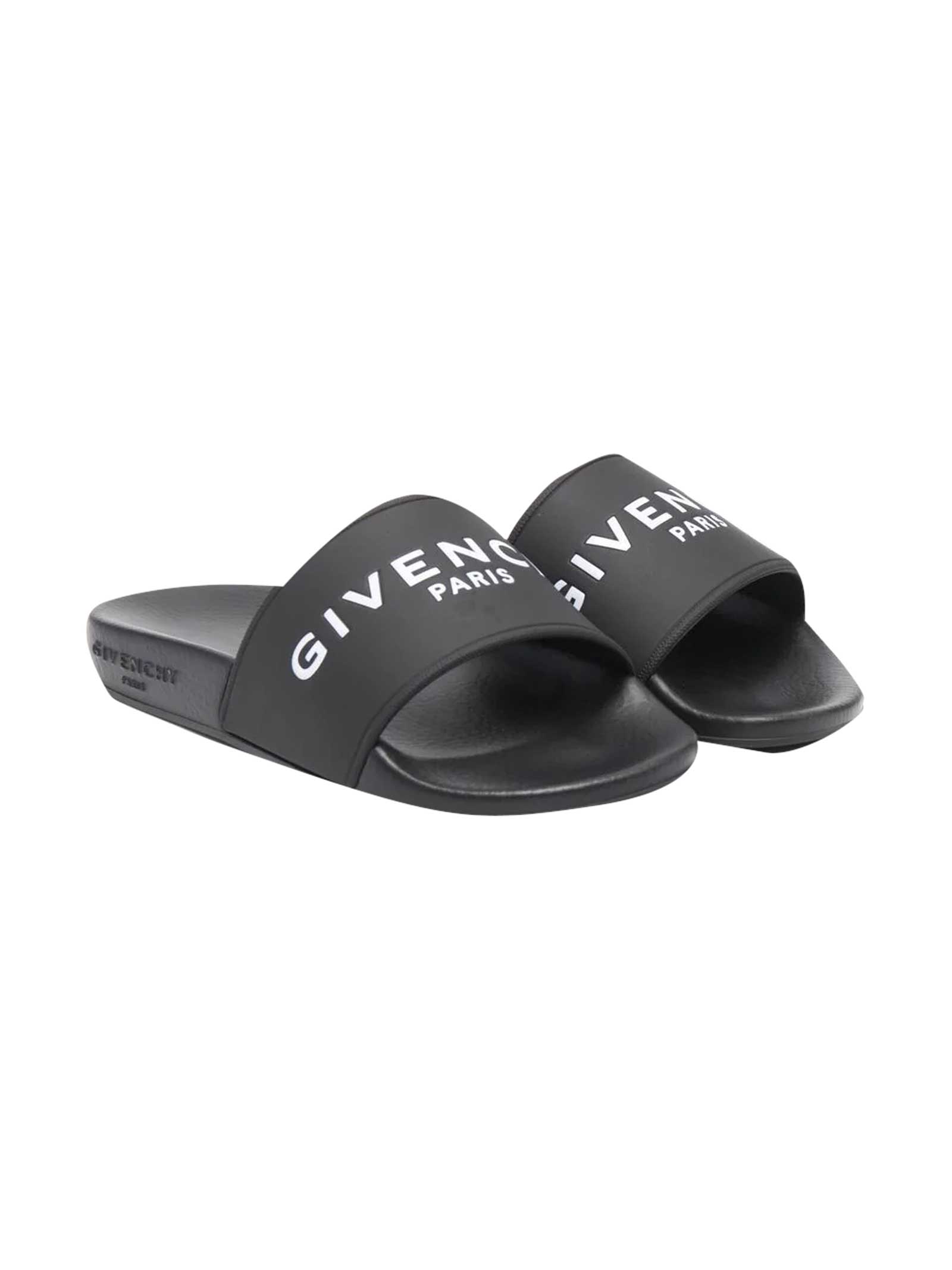 Givenchy Black Slippers With White Logo