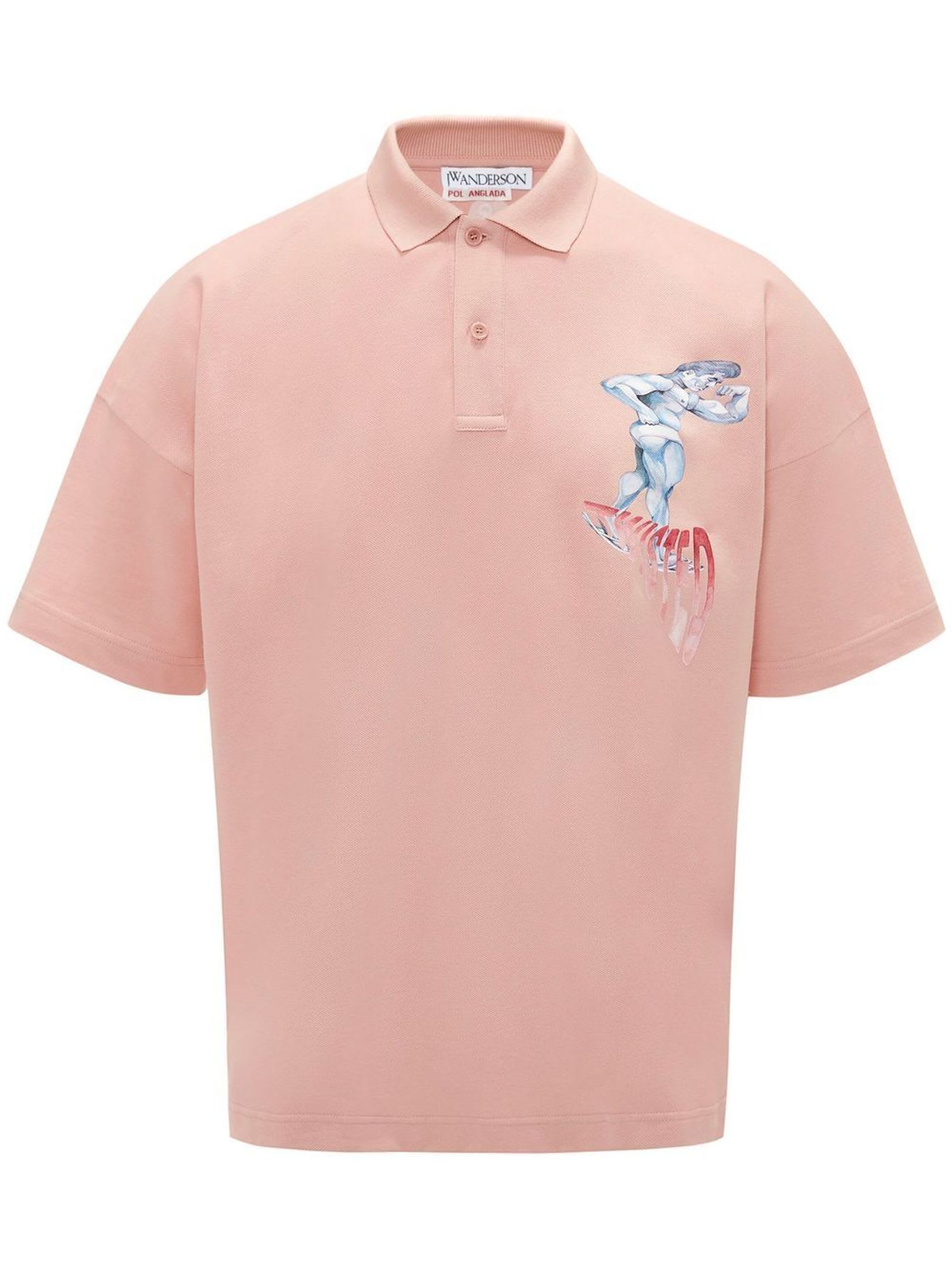 JW ANDERSON ROSE PINK COTTON POLO SHIRT