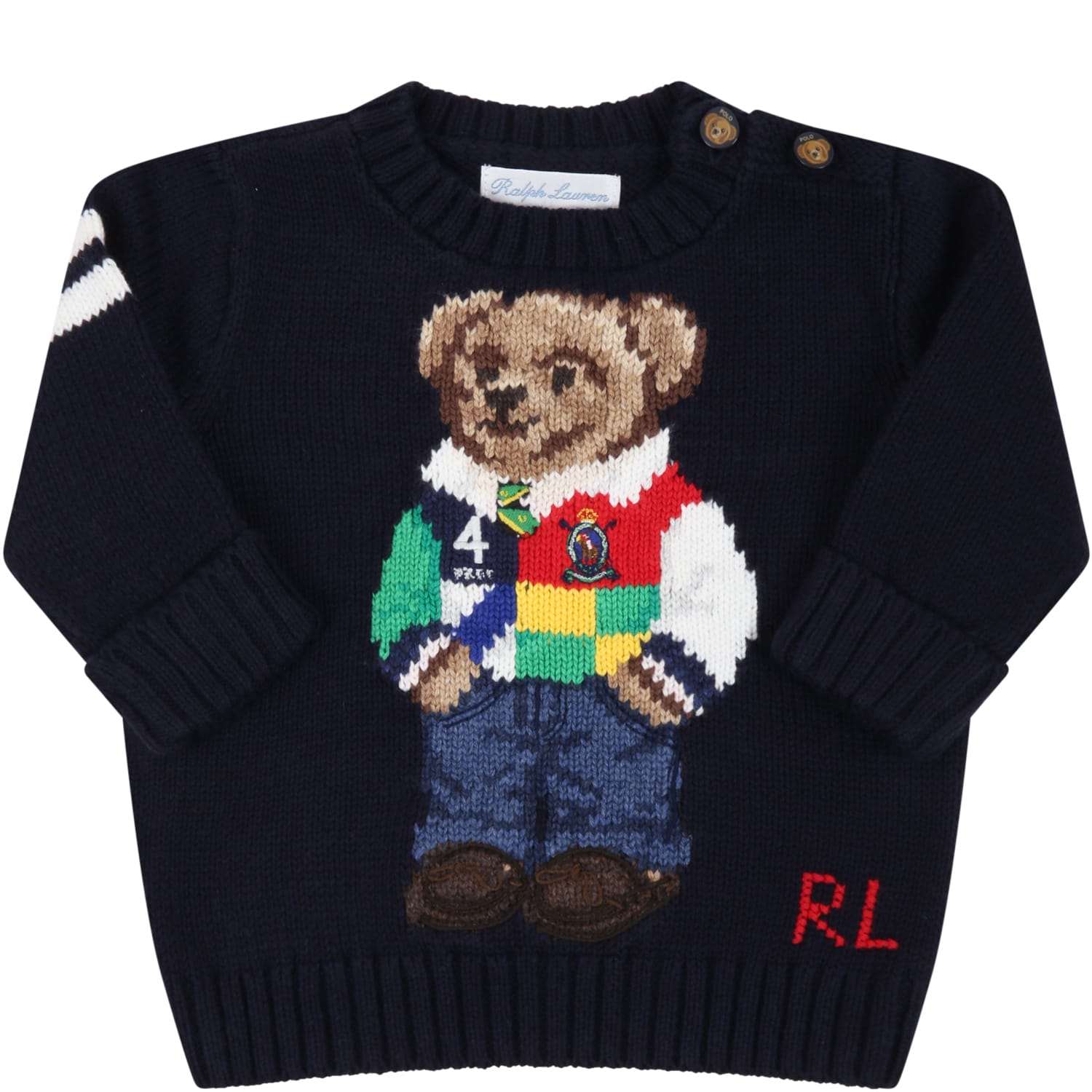 Ralph Lauren Blue Sweater For Babyboy With Bear