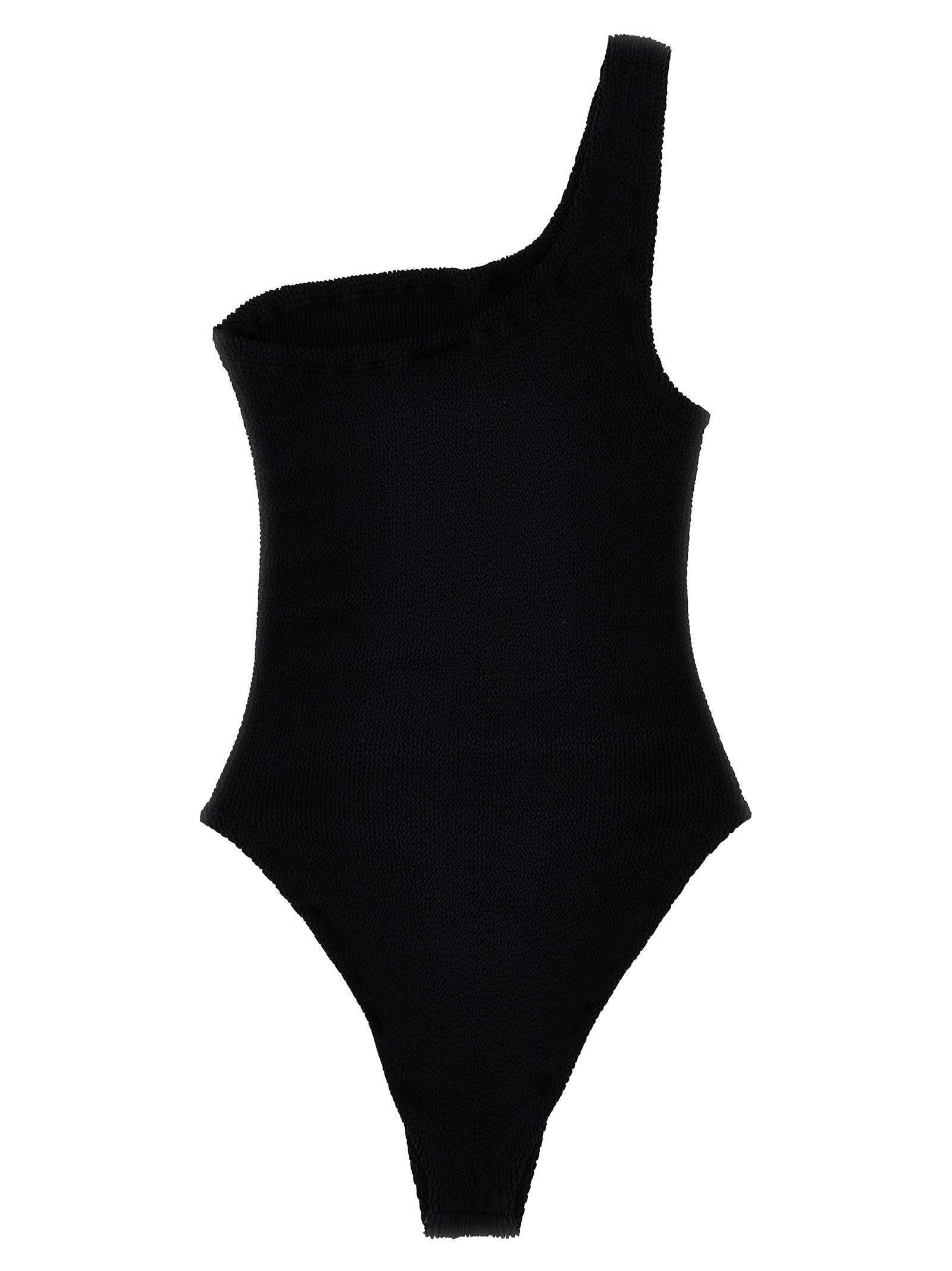 Hunza G Nancy One-shoulder Crinkle One-piece Swimsuit In Black