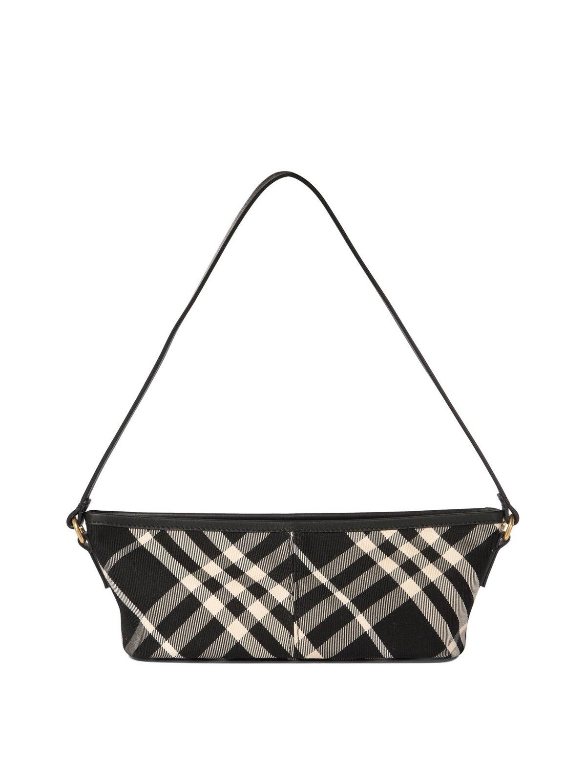 Shop Burberry Vintage Check Zipped Mini Shoulder Bag In Black/calico