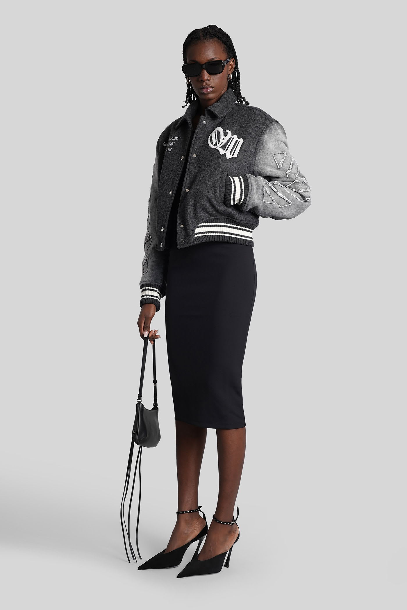 Off-white Sleek Stretch Midi Skirt In Black