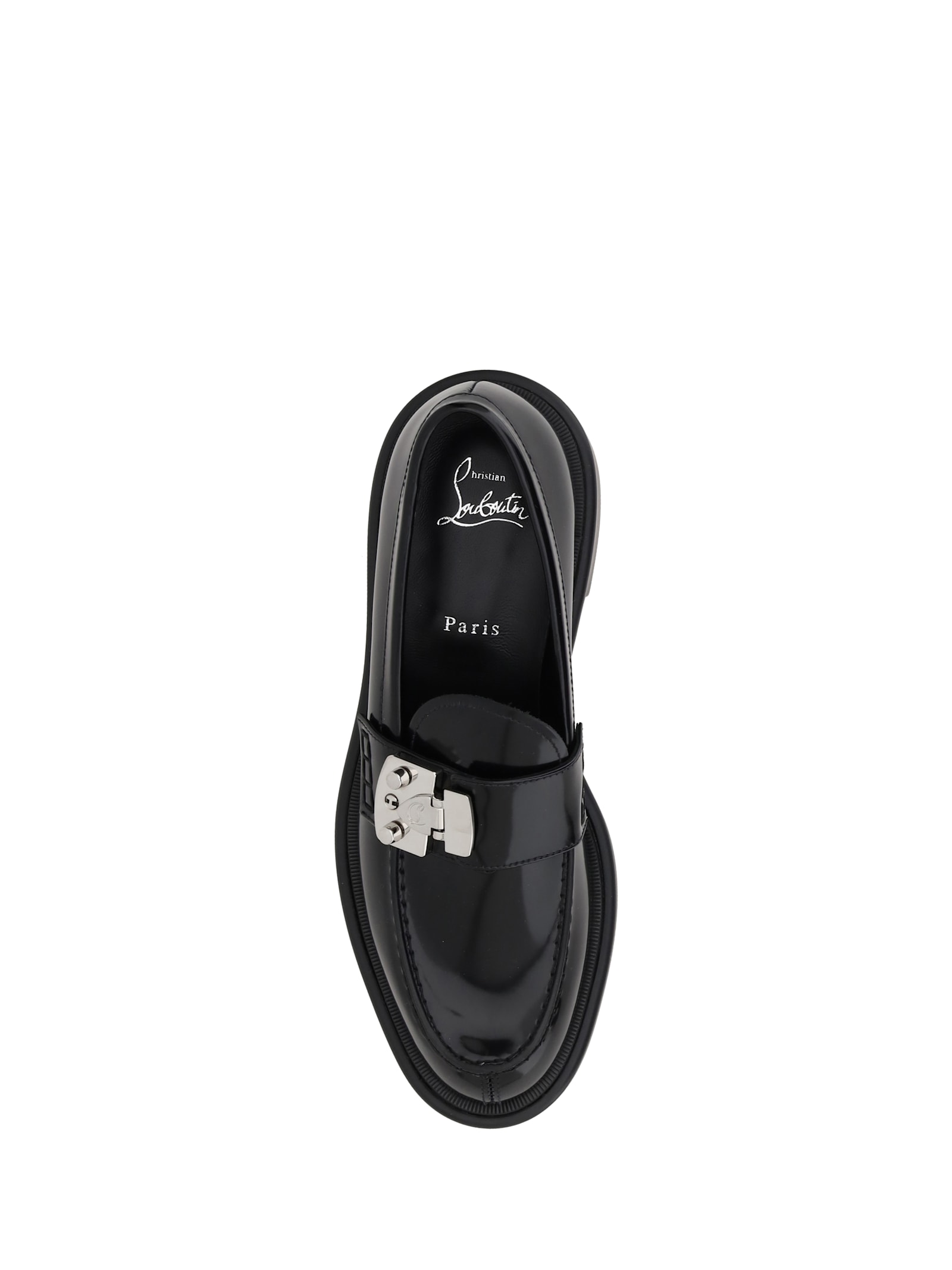 Christian Louboutin Chunky Rubber Sole Loafers With Metal Hardware In Black