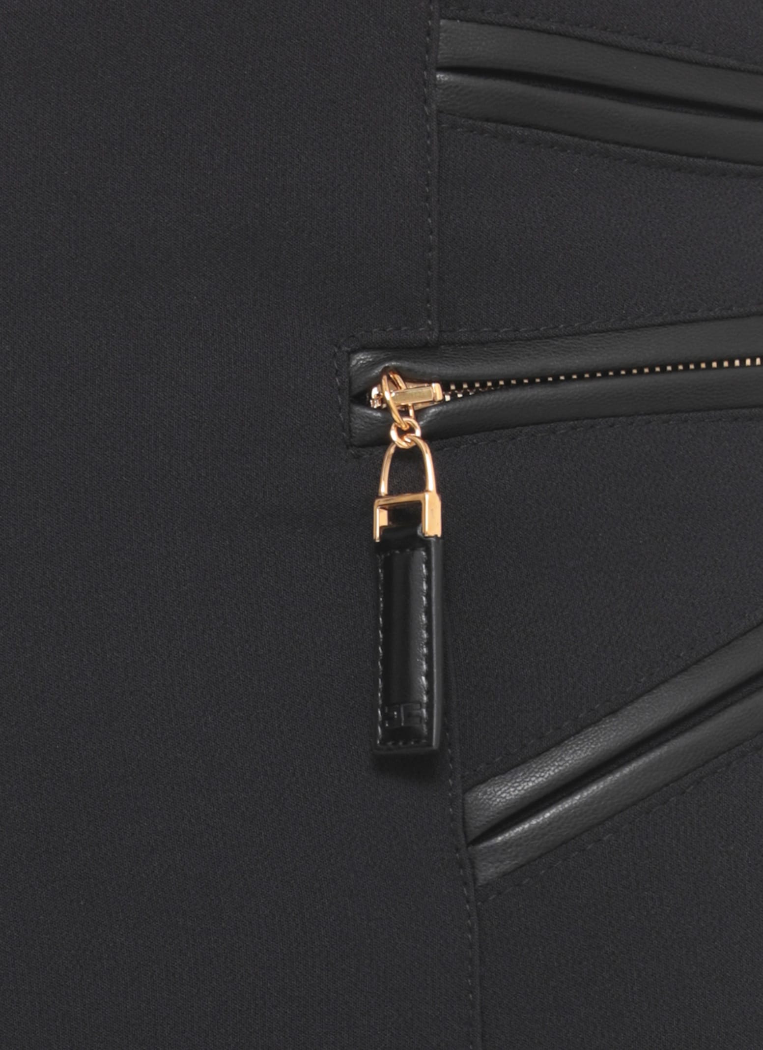 Elisabetta Franchi High Waist Cropped Pants With Zipper Detail In Black