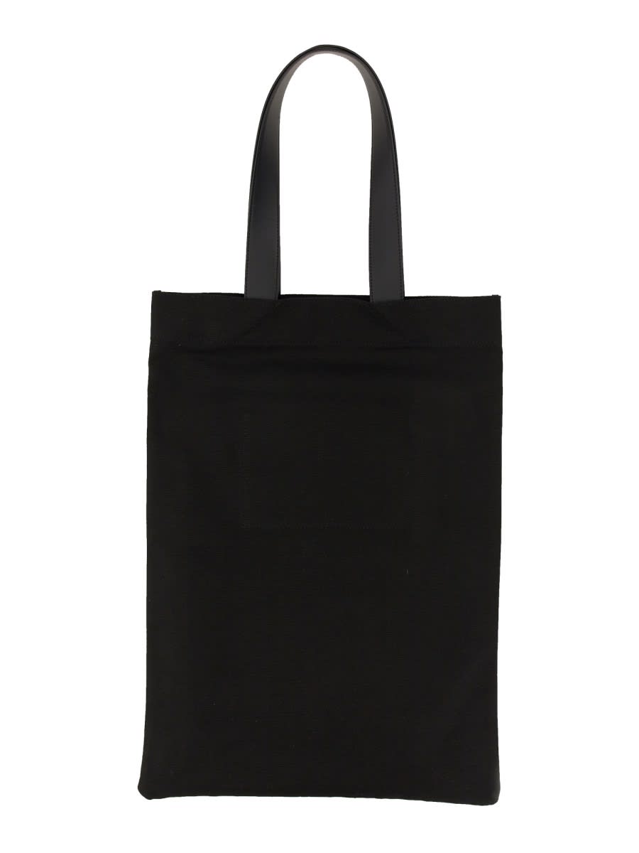 Jil Sander Black Canvas Shopping Bag In 1