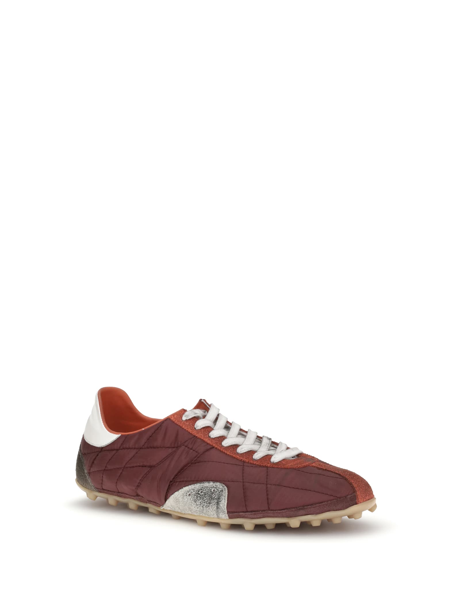 Maison Margiela Sprinters Leather And Suede-trimmed Nylon Sneakers In Burgundy
