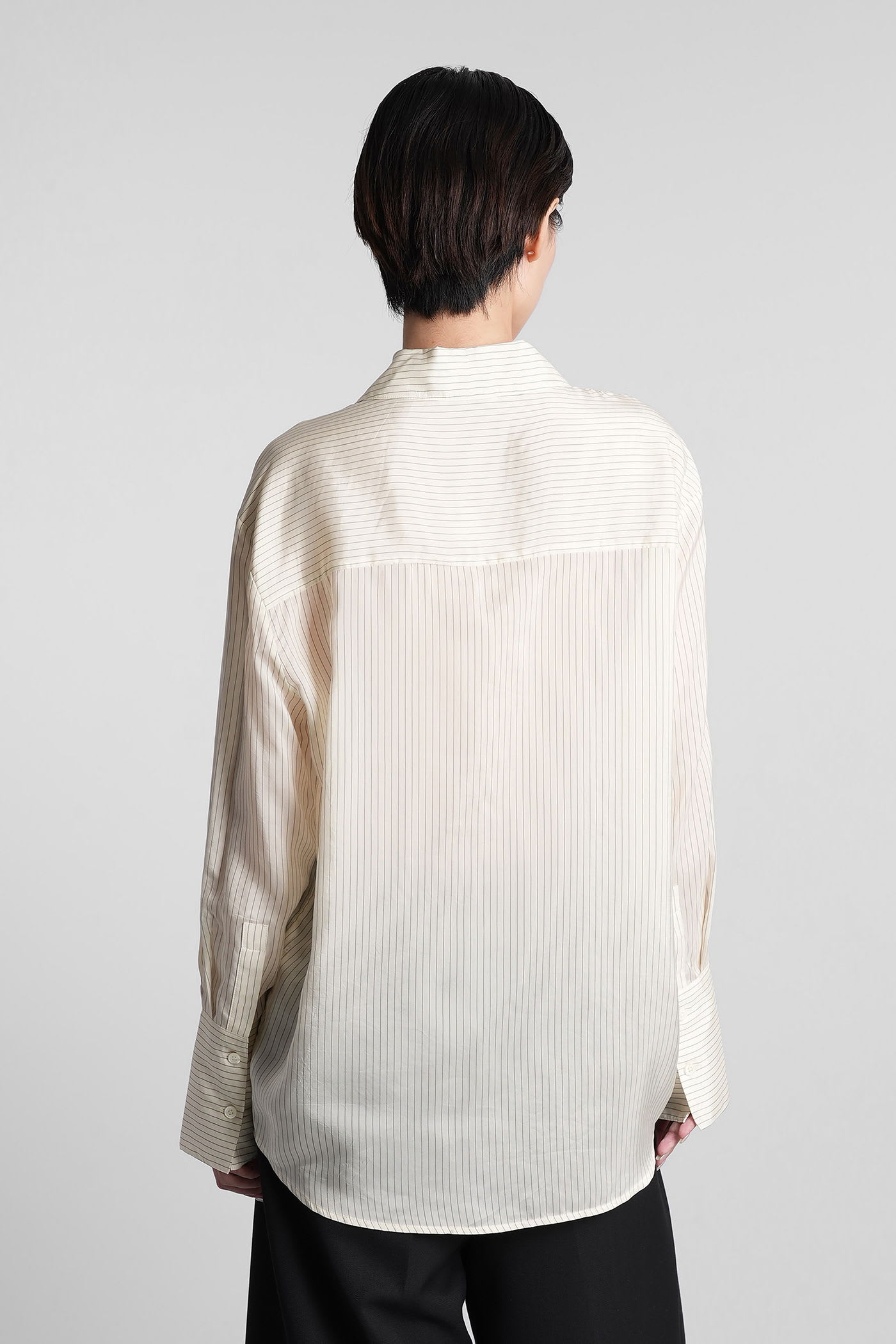 Anine Bing Bridget Shirt In Beige Polyamide Polyester In White