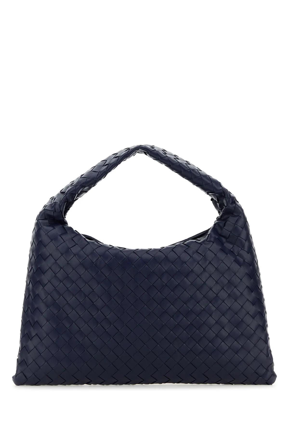 Shop Bottega Veneta Dark Blue Leather Small Hop Shoulder Bag