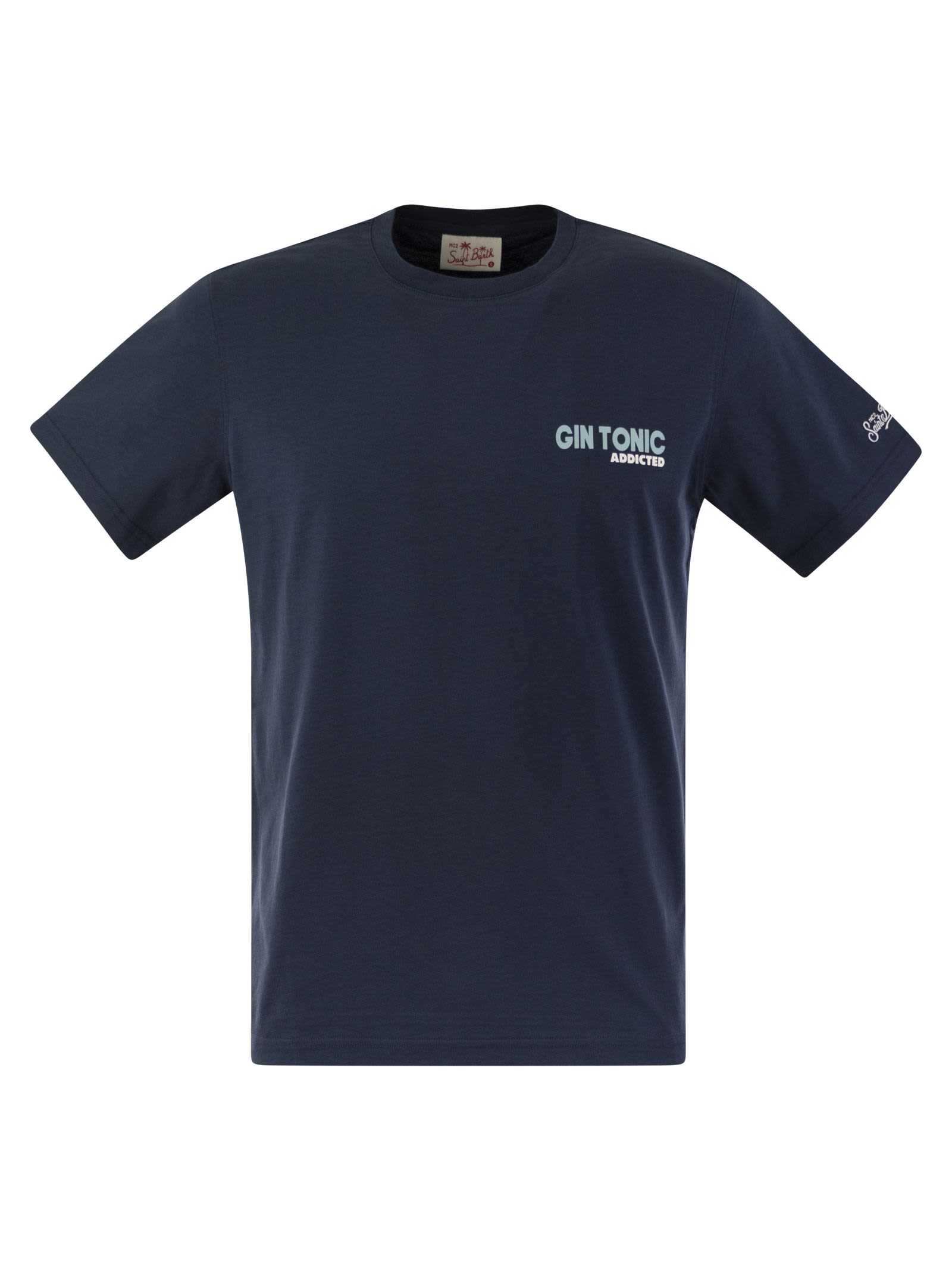 Mc2 Saint Barth T-shirt With Print On Chest And Back In Blue