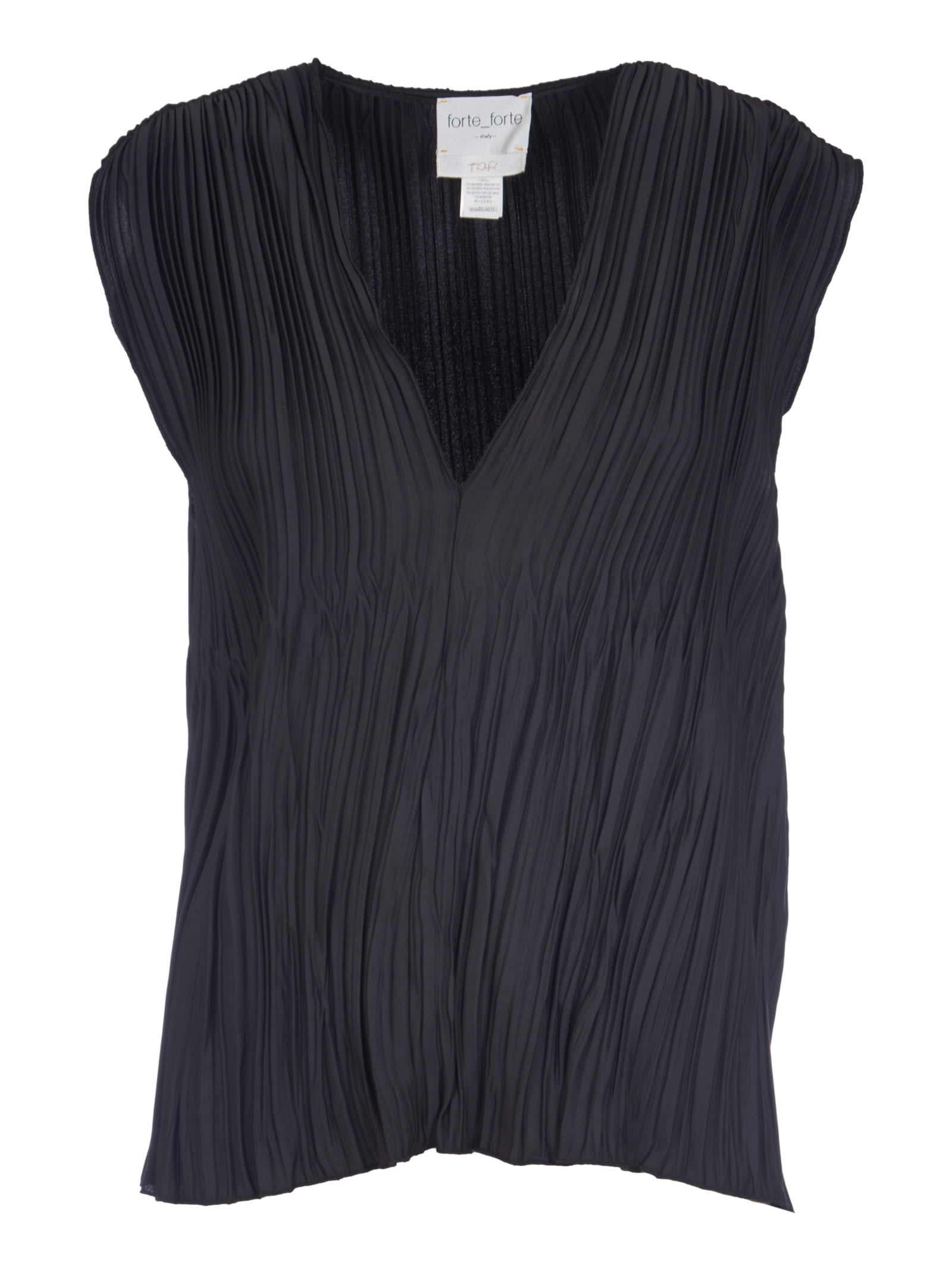 Shop Forte Forte V-neck Pleated Sleeveless Top In Black