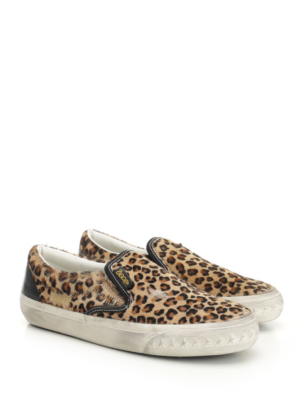 Golden Goose Brown Low Top Sneakers With Embossed Logo On The Heel And All-over Leopard Motif In Lea In Animalier