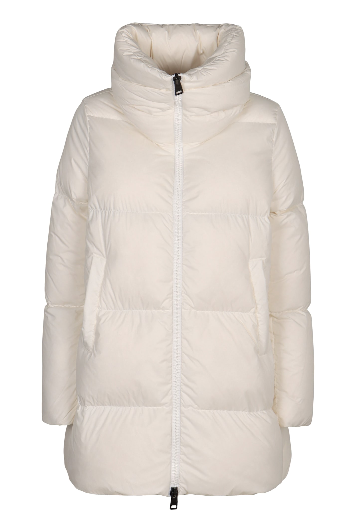 Herno Down Jacket Full-zip In Nylon In White