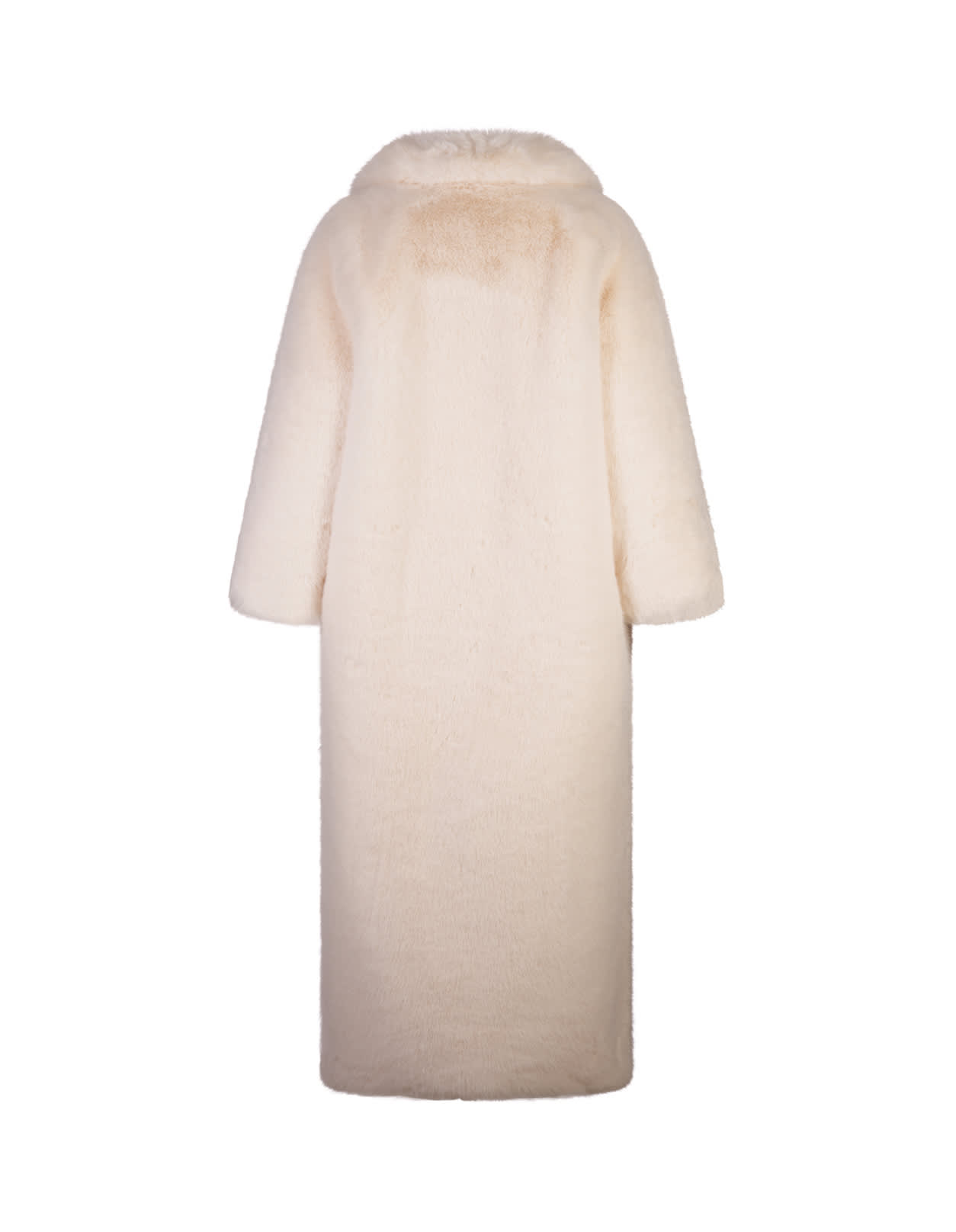 Shop Giuseppe Di Morabito Long White Faux Fur Coat With Brooch