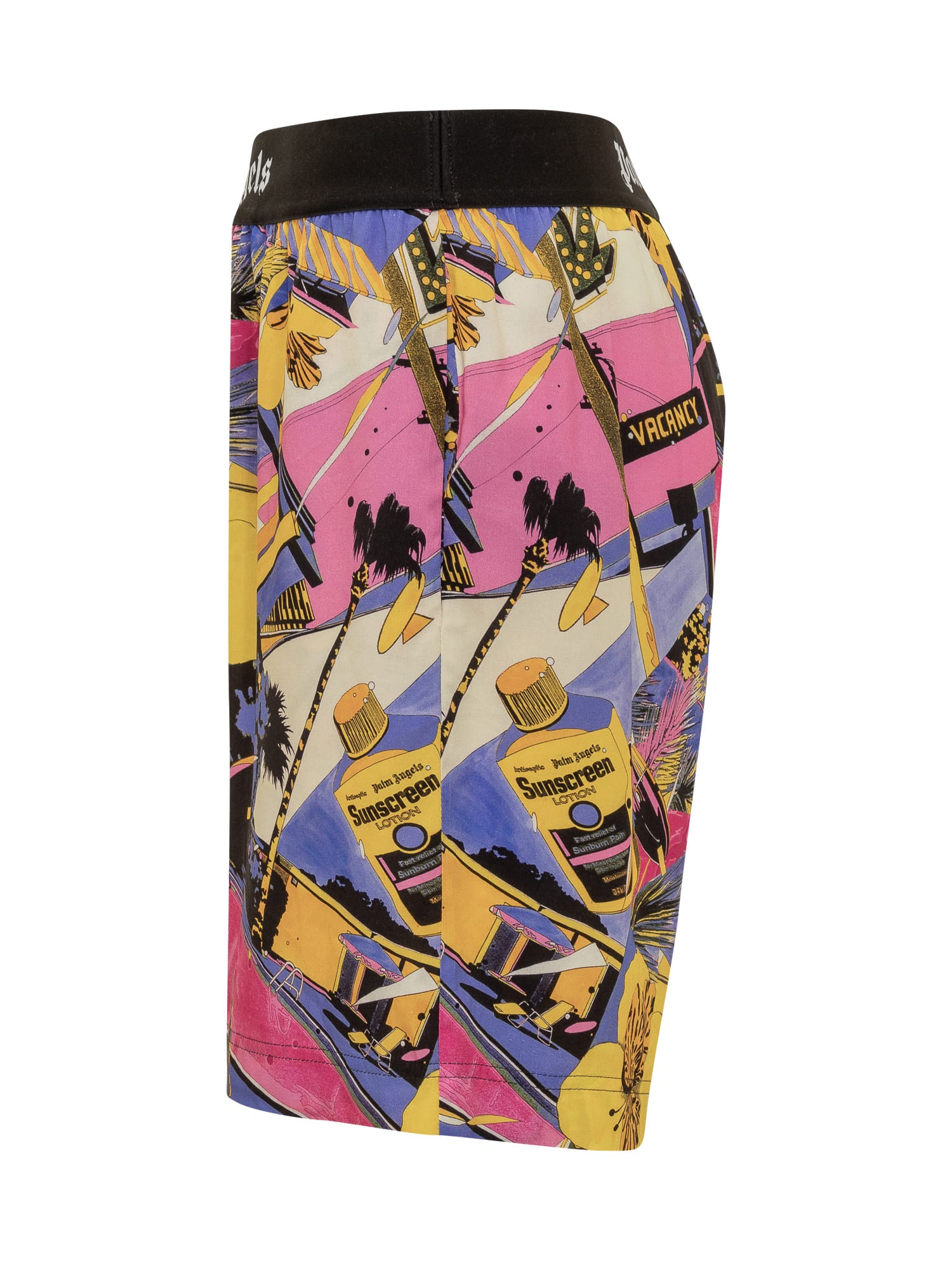 Palm Angels Man Beach Shorts And Pants Purple Size L Viscose In Multicolore