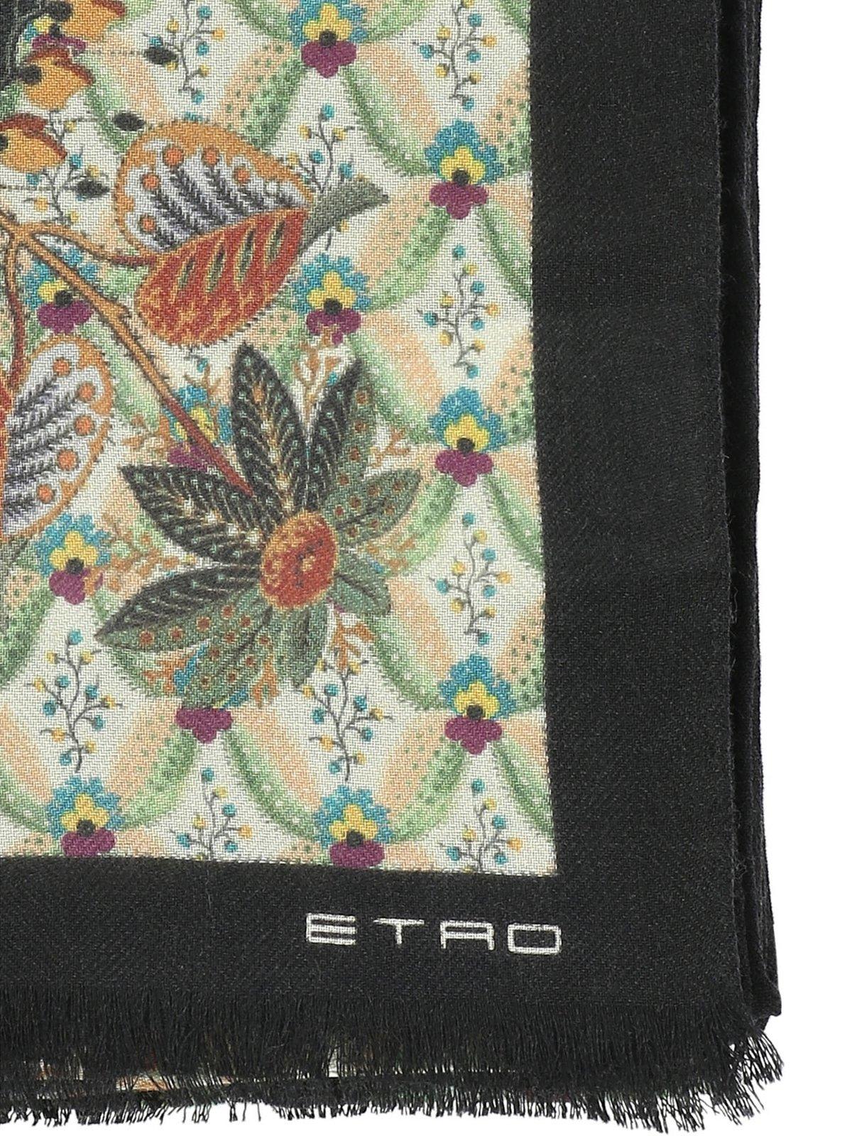 Shop Etro Floral-printed Fringed-hem Scarf