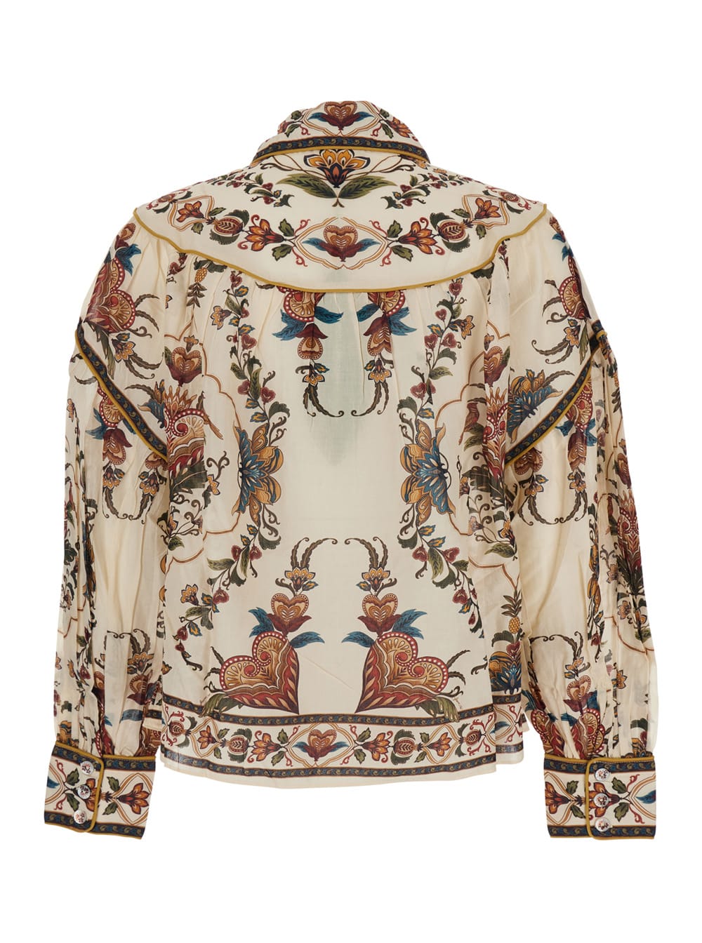 Farm Rio Majestic Hearts Cream Blouse In Multi