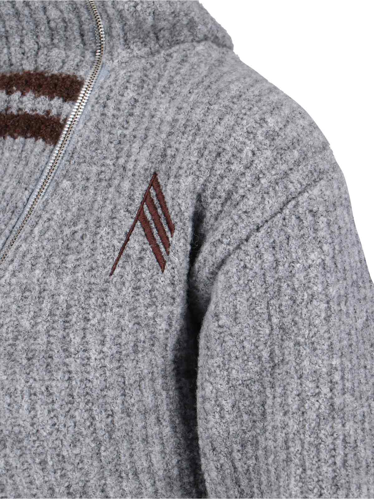 Attico Womens Asymmetric High-neck Knitted Cardigan Melange Grey In Multi