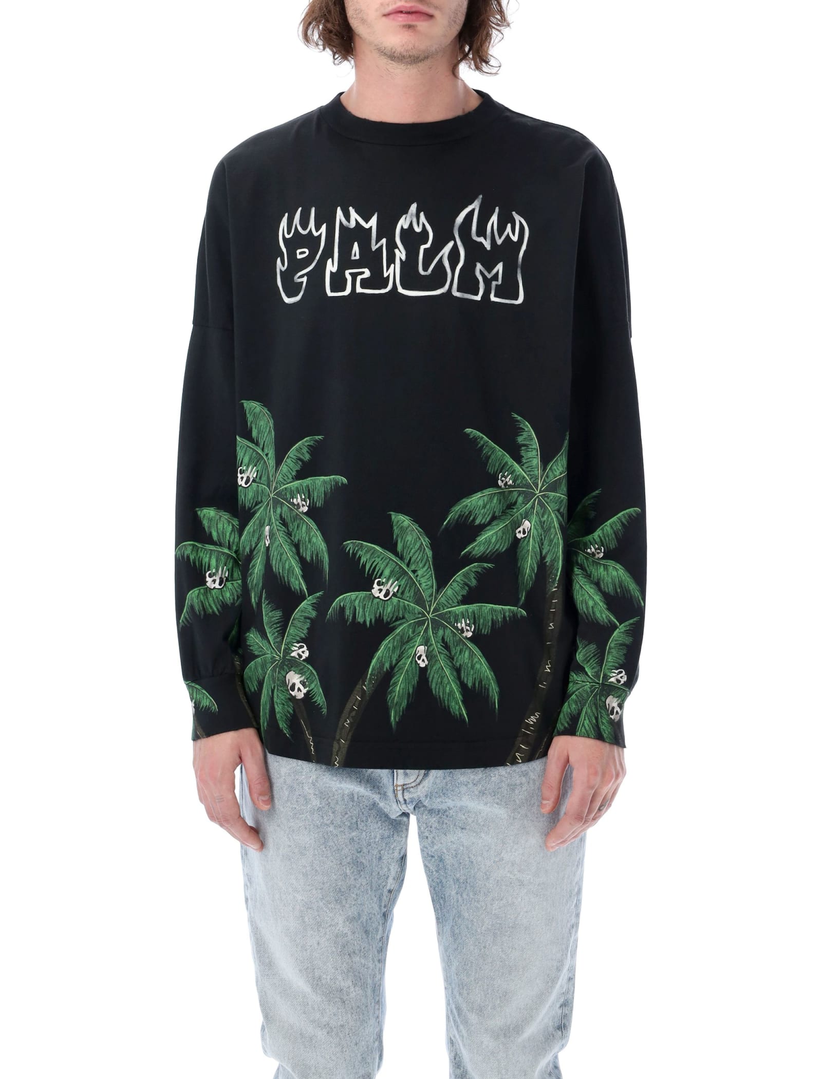 PALM ANGELS PALMS&SKULL L/S OVER T-SHIRT