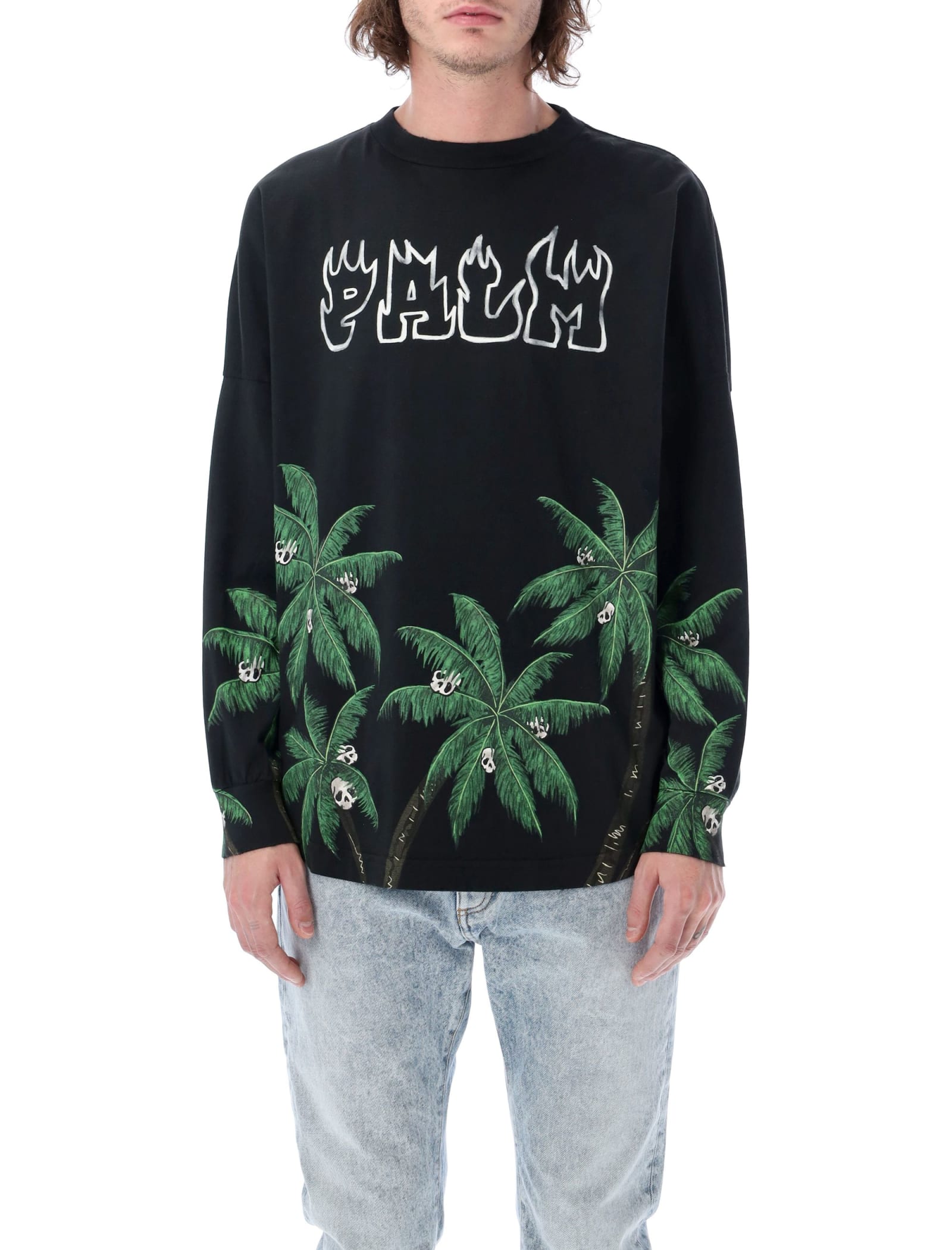 PALM ANGELS Palm Tree And Skulls T Shirt