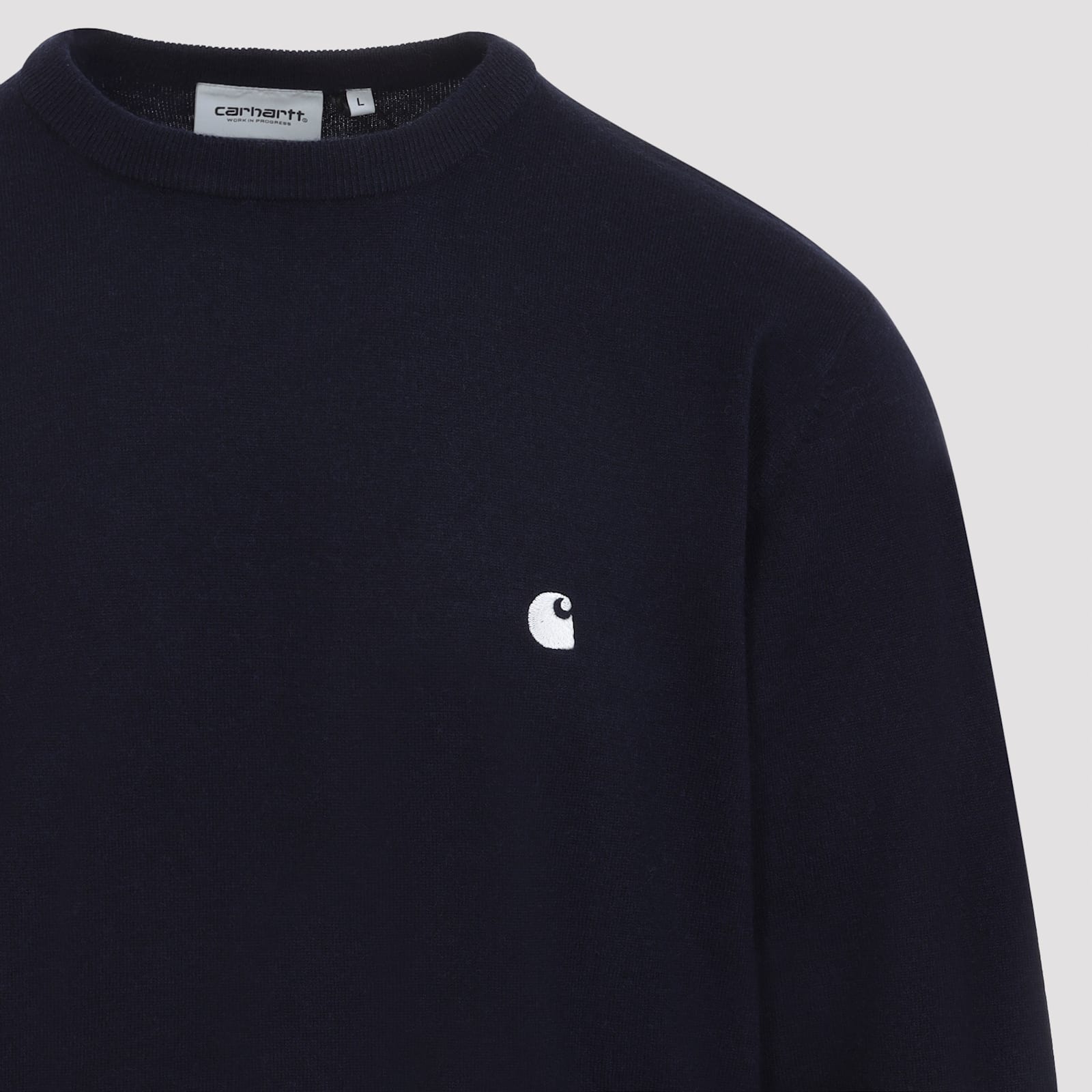 Carhartt Madison Cotton Sweater With Ribbed Cuffs And Hem In Blue