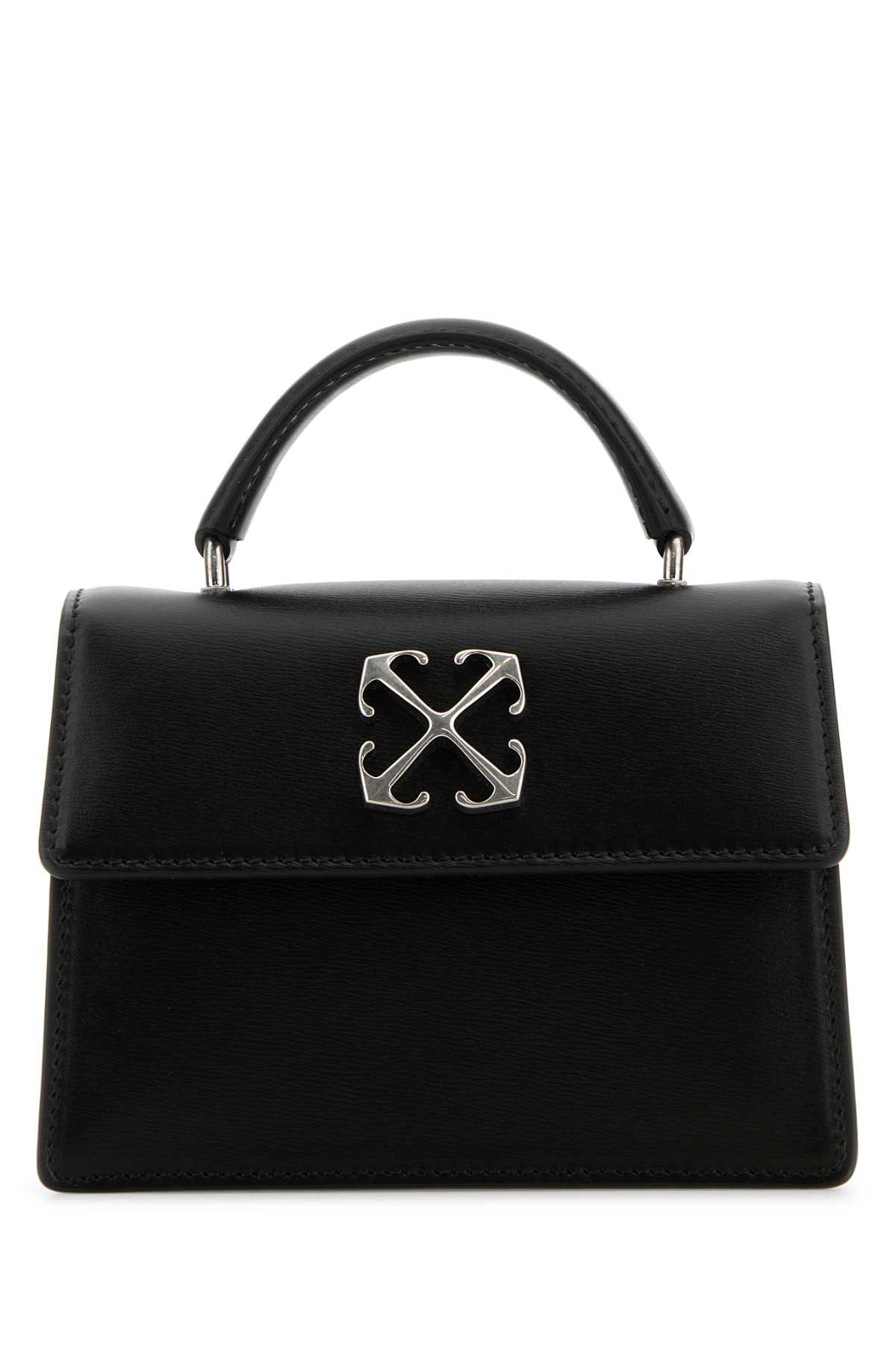 Shop Off-white Black Leather Jitney Handbag In Blacksil