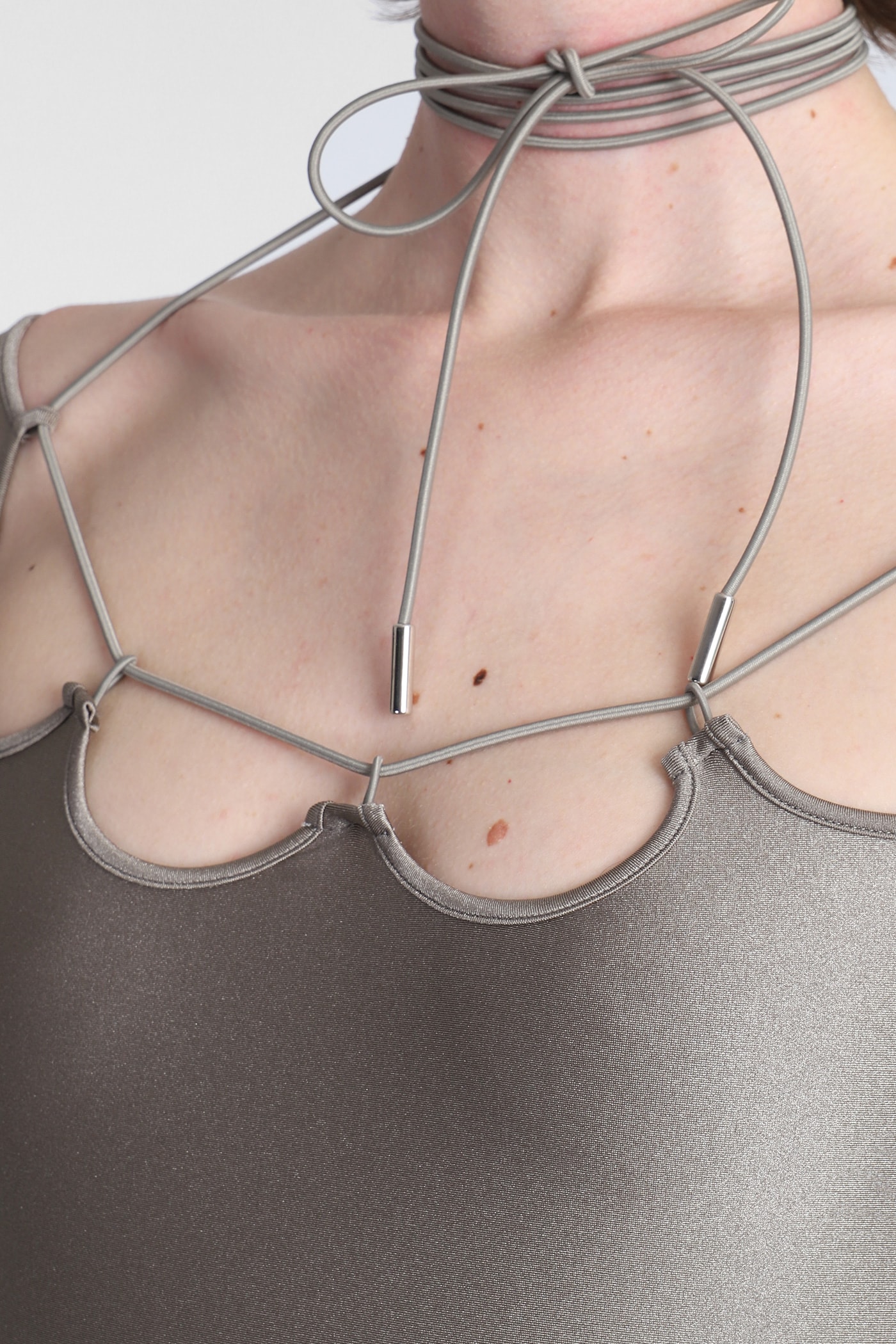 Attico ''lyna'' Military Mini Dress In Brown