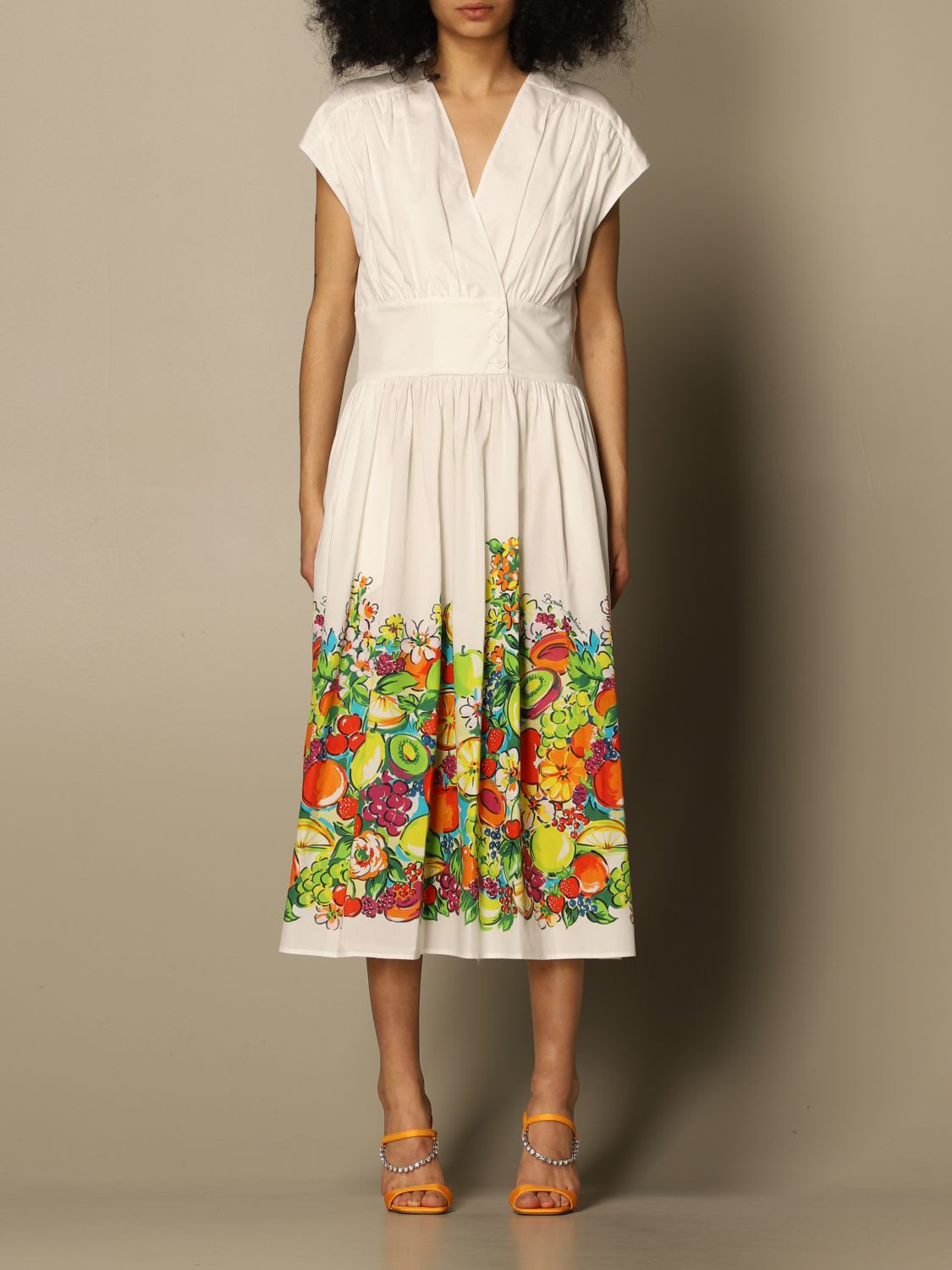 Boutique Moschino Dress Apple Print Poplin Half Sleeve Dress Boutique Moschino