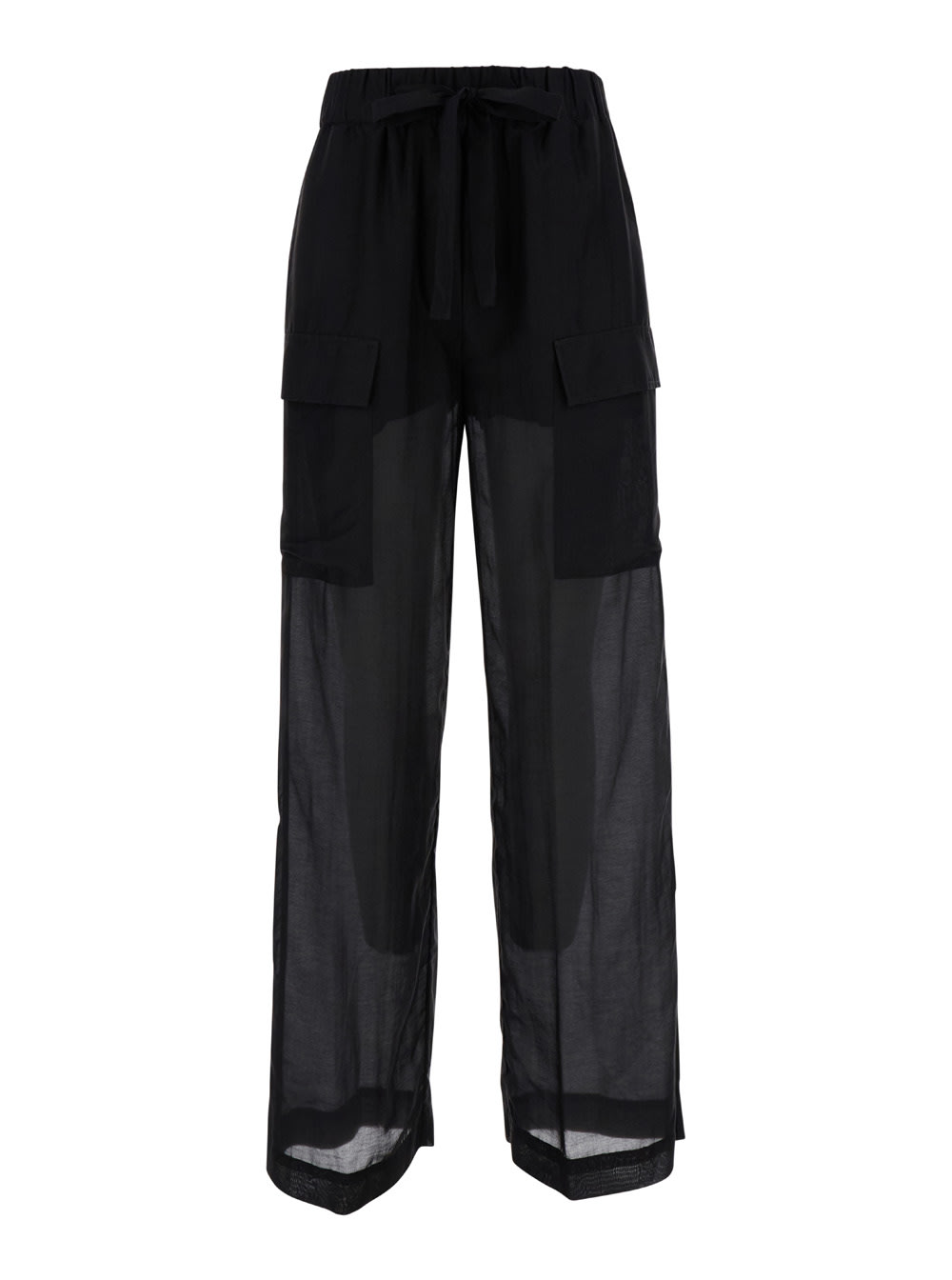 SEMICOUTURE Black Trousers With Pockets In Cotton And Silk Woman