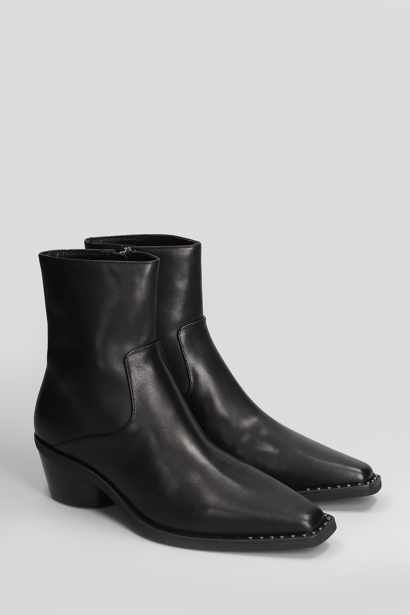 Ash Hasley High Heels Ankle Boots In Black Leather In Black