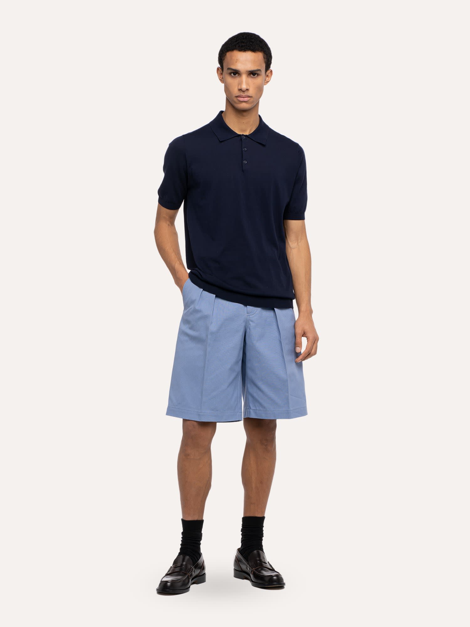 BALLANTYNE ULTRALIGHT KNITTED POLO IN COTTON