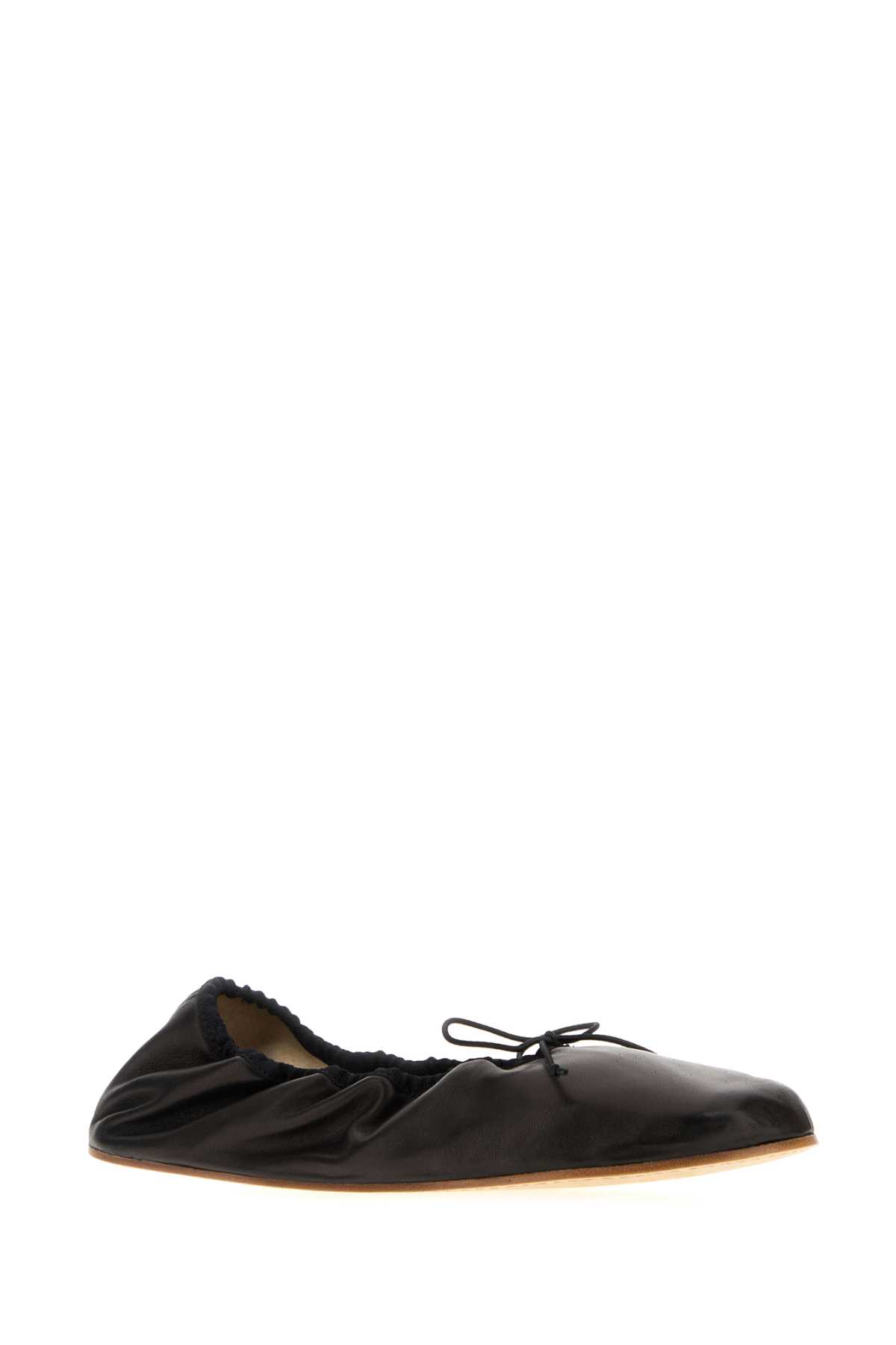 The Row Charcoal Leather Awar Ballerinas In Black