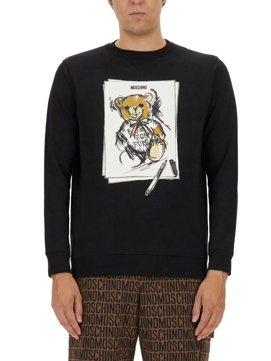 Shop Moschino Teddy Sweatshirt In Black