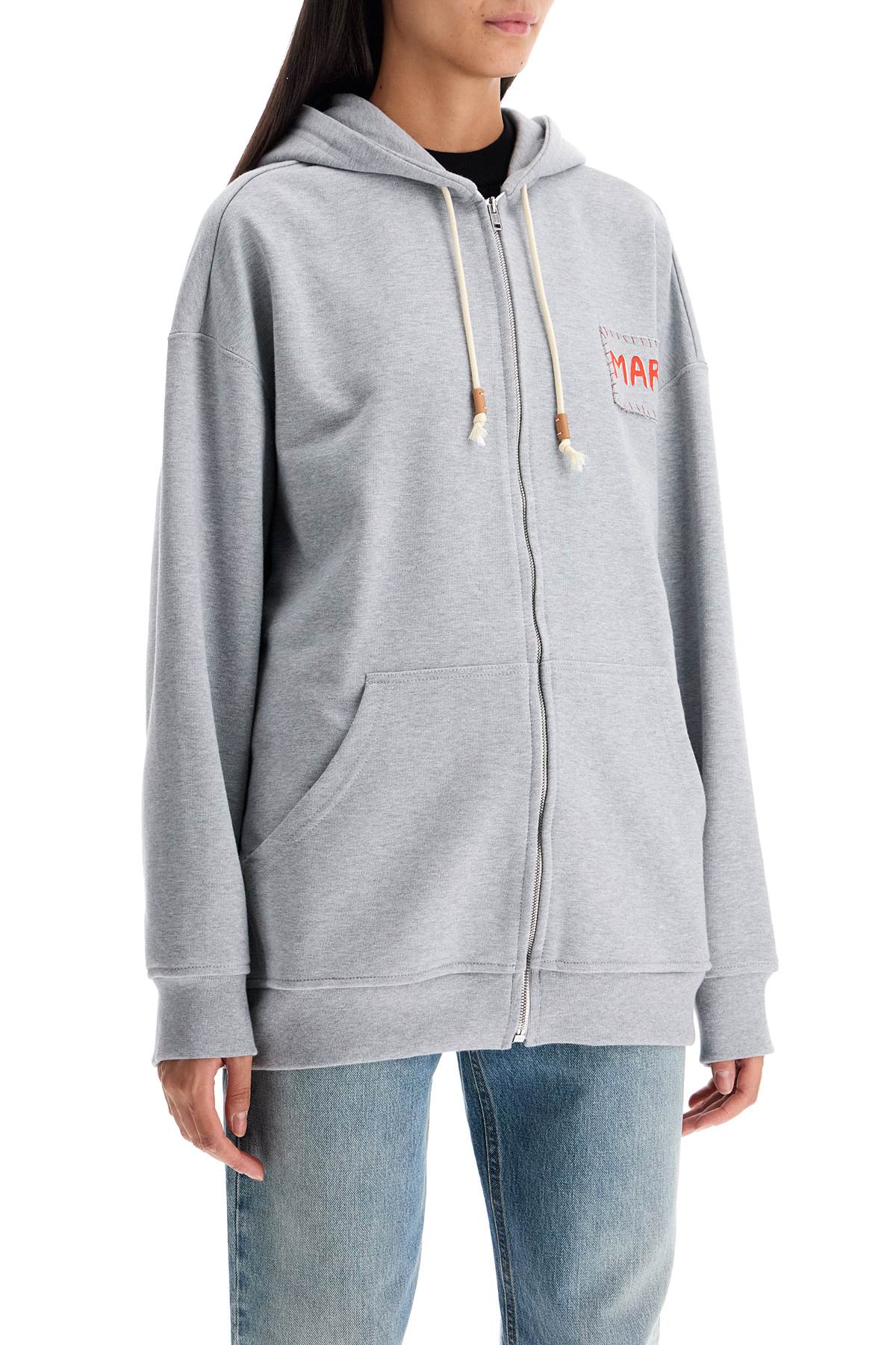Shop Marni Oversized Organic Cotton Sweat In Sodium (grey)