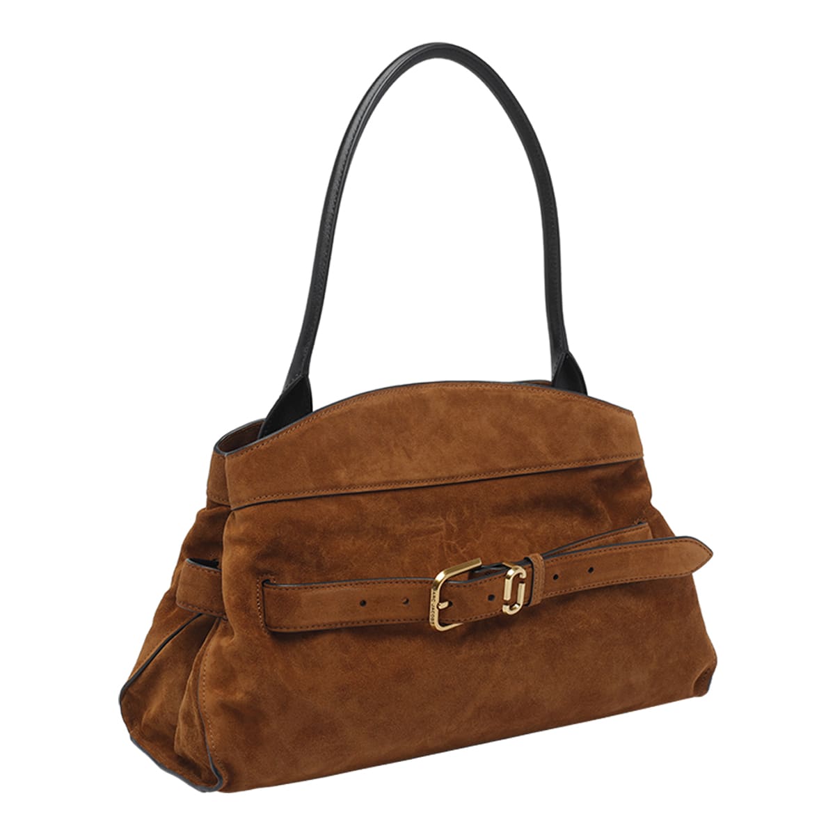 Marc Jacobs Dakota Suede Shoulder Bag With Buckle Straps In Brown