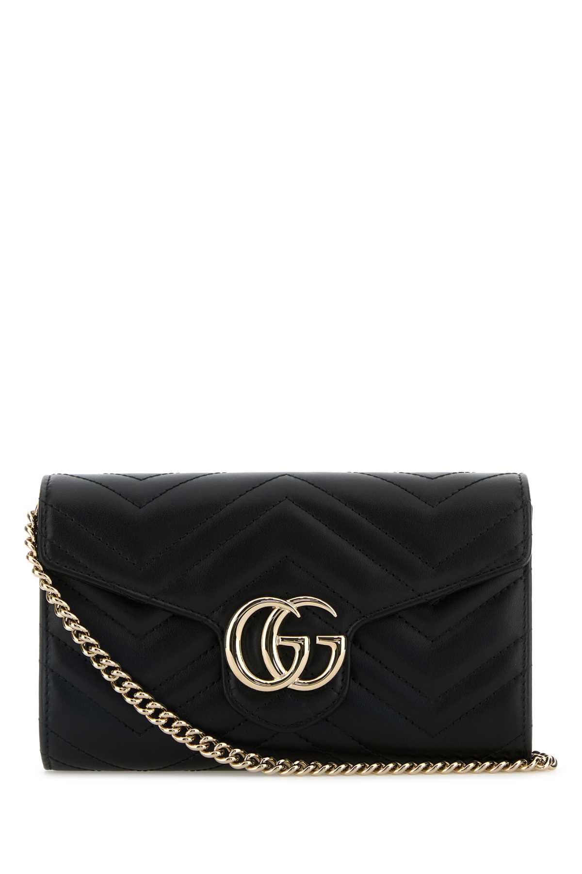 Gucci Black Leather Gg Marmont Wallet In Black