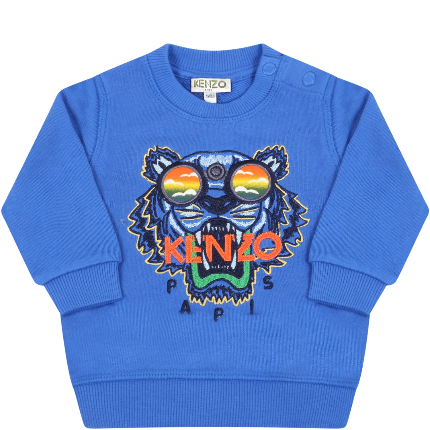 Shop Kenzo Royal Blue Sweatshirt For Babyboy With Tiger