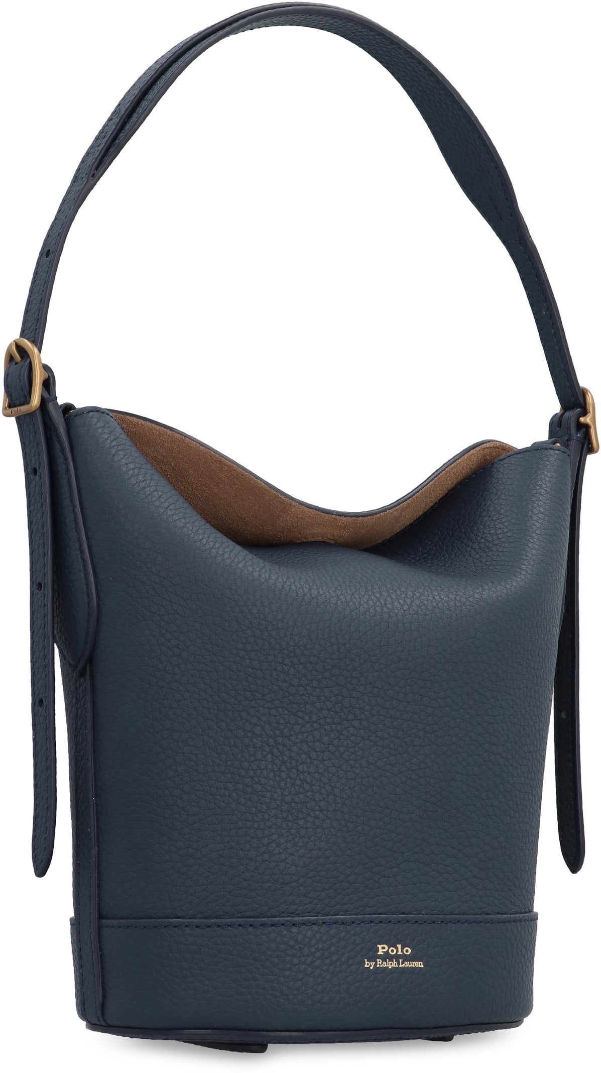 Shop Polo Ralph Lauren Bellport Leather Bucket Bag In Blue