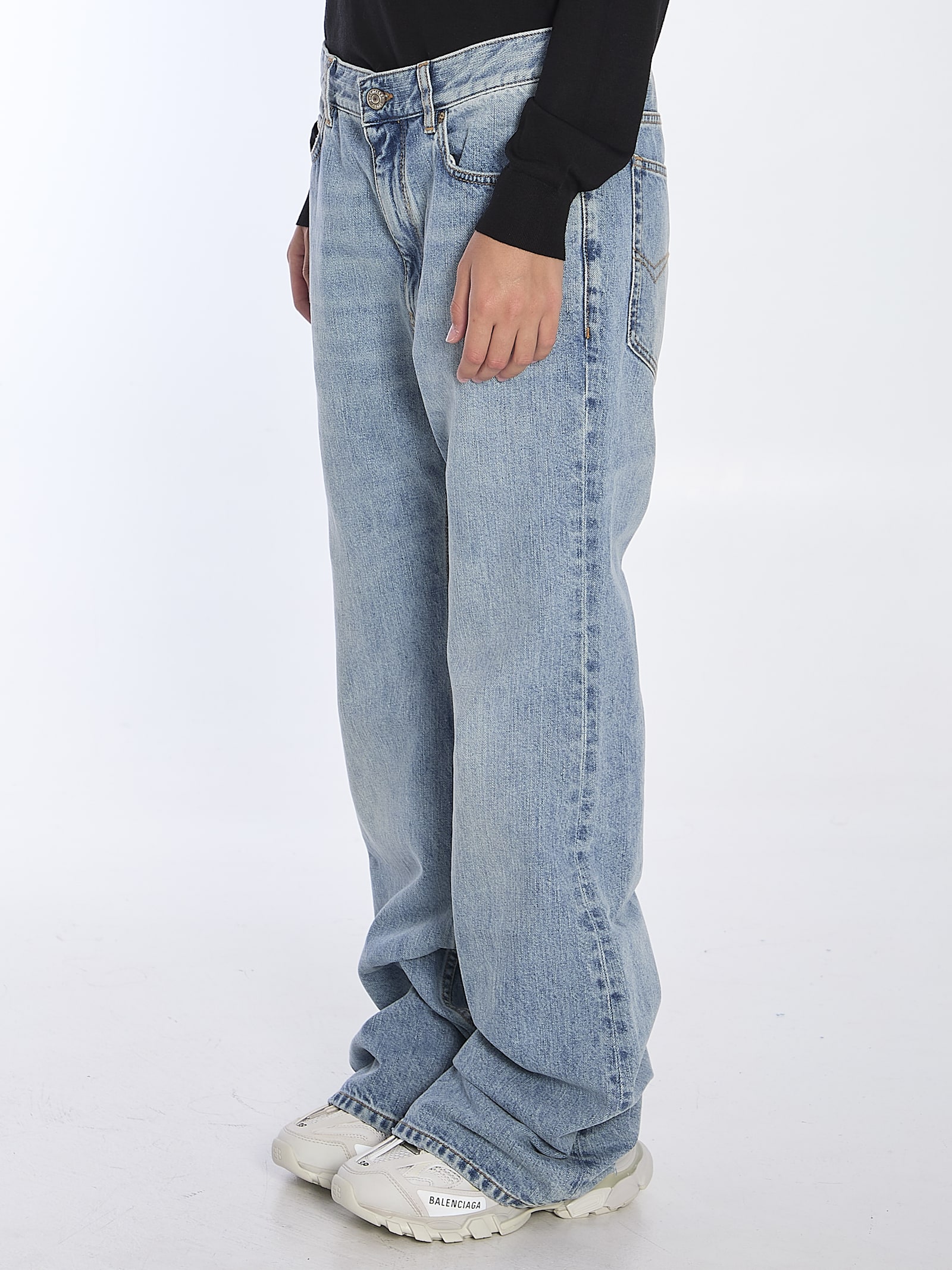 Shop Balenciaga Flared Jeans In Blue