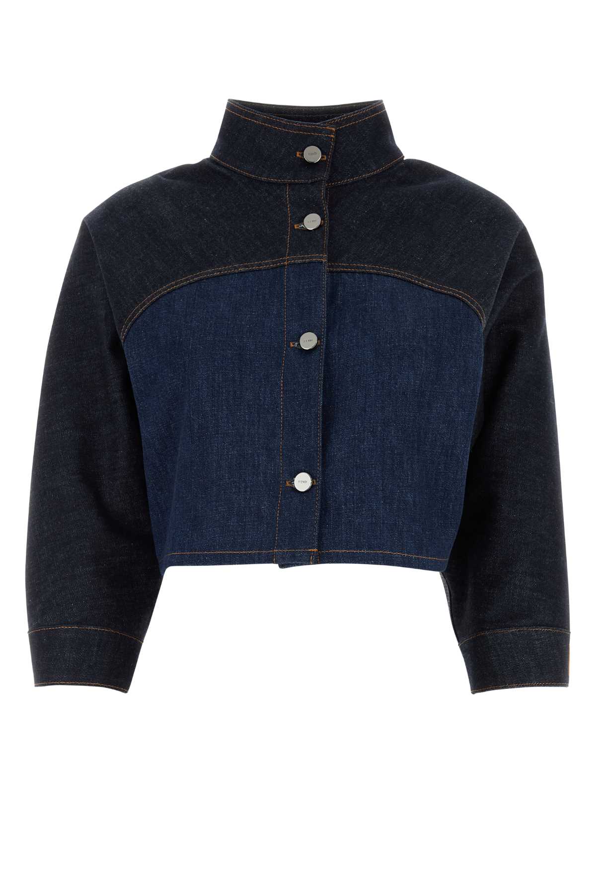 Shop Fendi Two-tone Denim Jacket In Poseidon