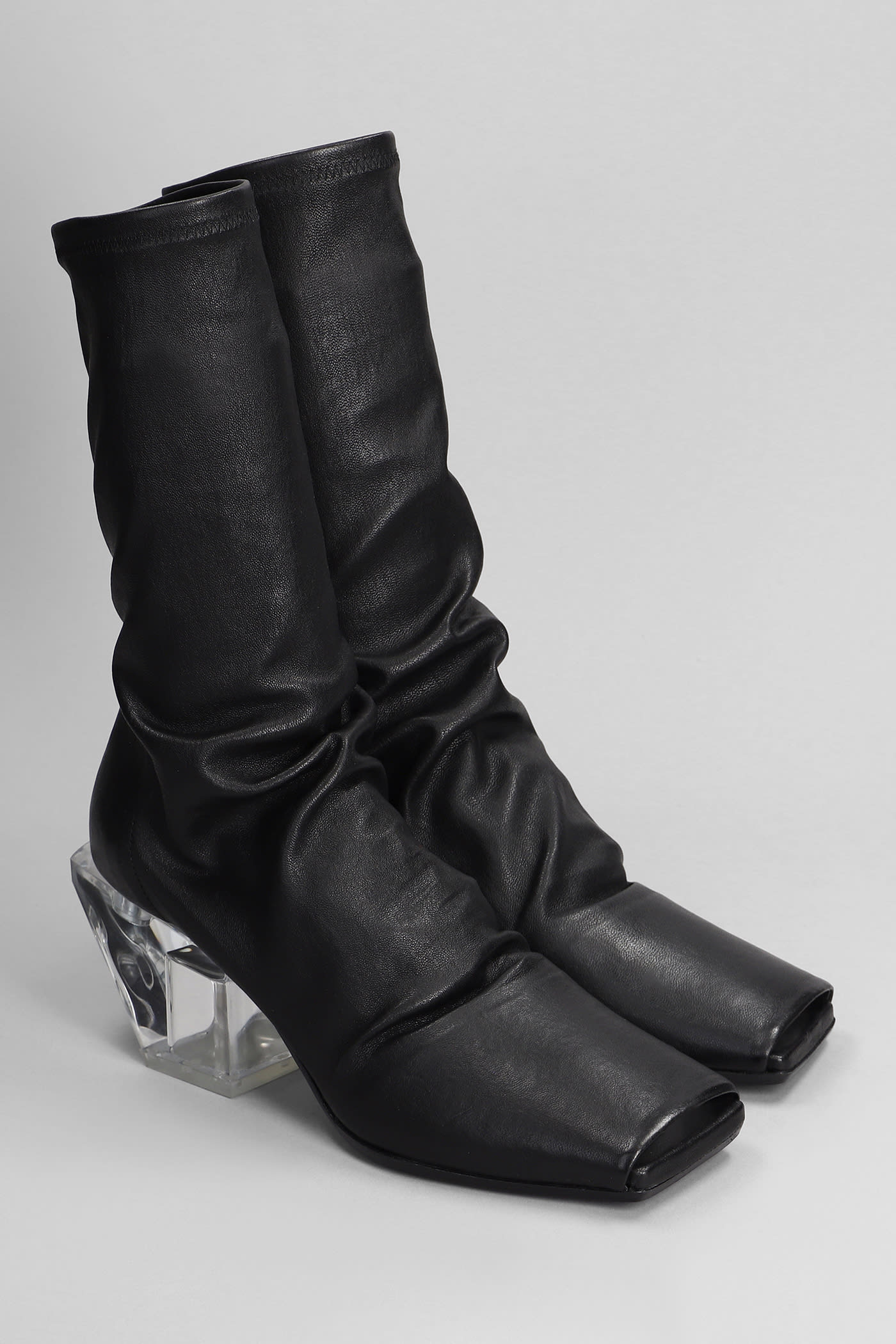 Shop Rick Owens Stretch Sliver High Heels Ankle Boots In Black Leather