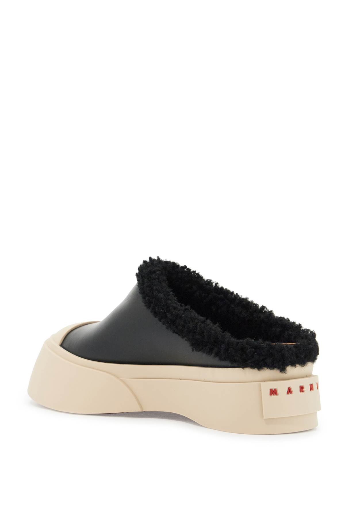 Shop Marni Pablo Leather And Shearling Clog In Black (black)