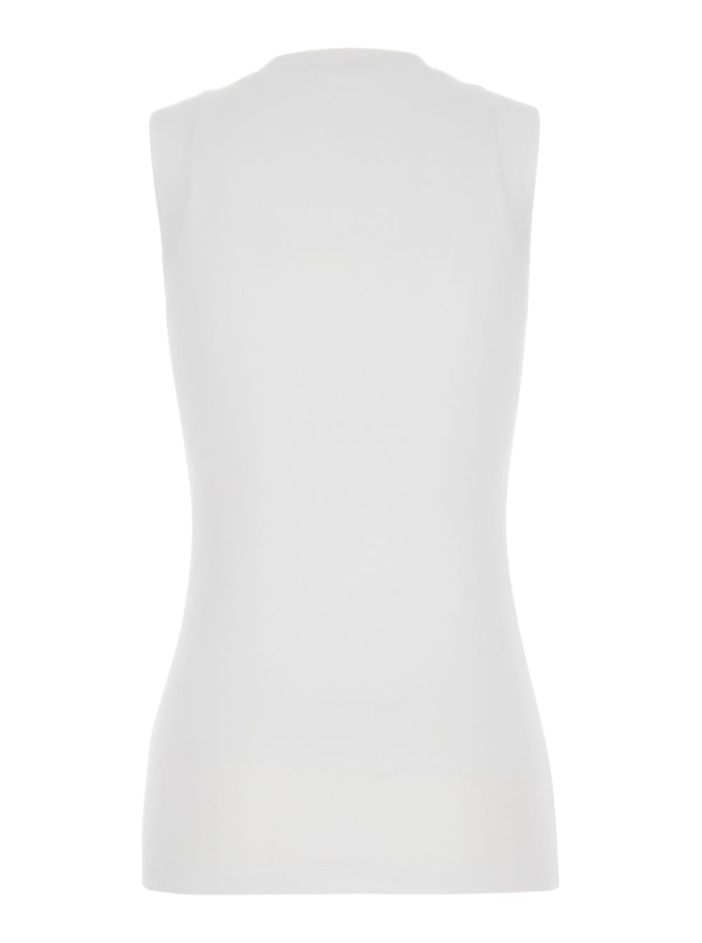 Shop Brunello Cucinelli White Sleeveless Top With Monil Detail In Jersey Woman