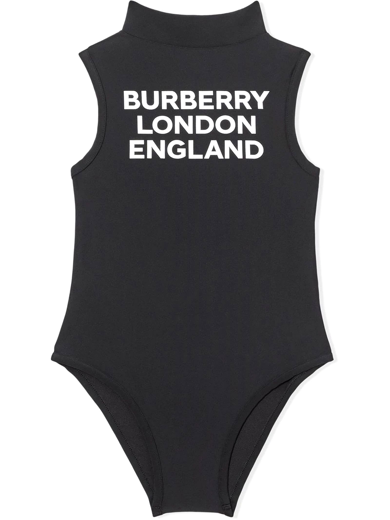 Burberry Black Logo-print Mock-neck Swimsuit