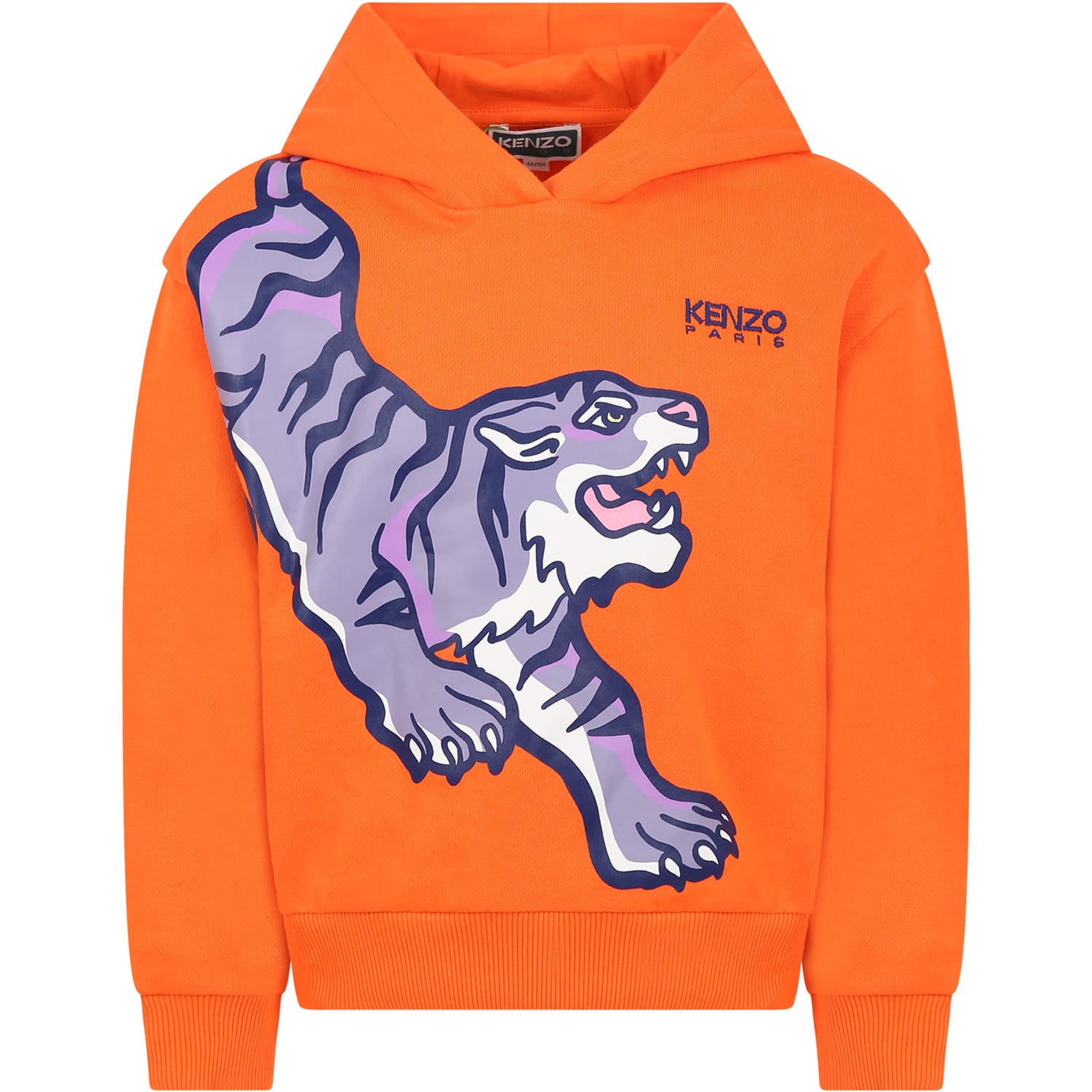 Kenzo Kids' Printed Cotton Sweatshirt Hoodie In Orange | ModeSens