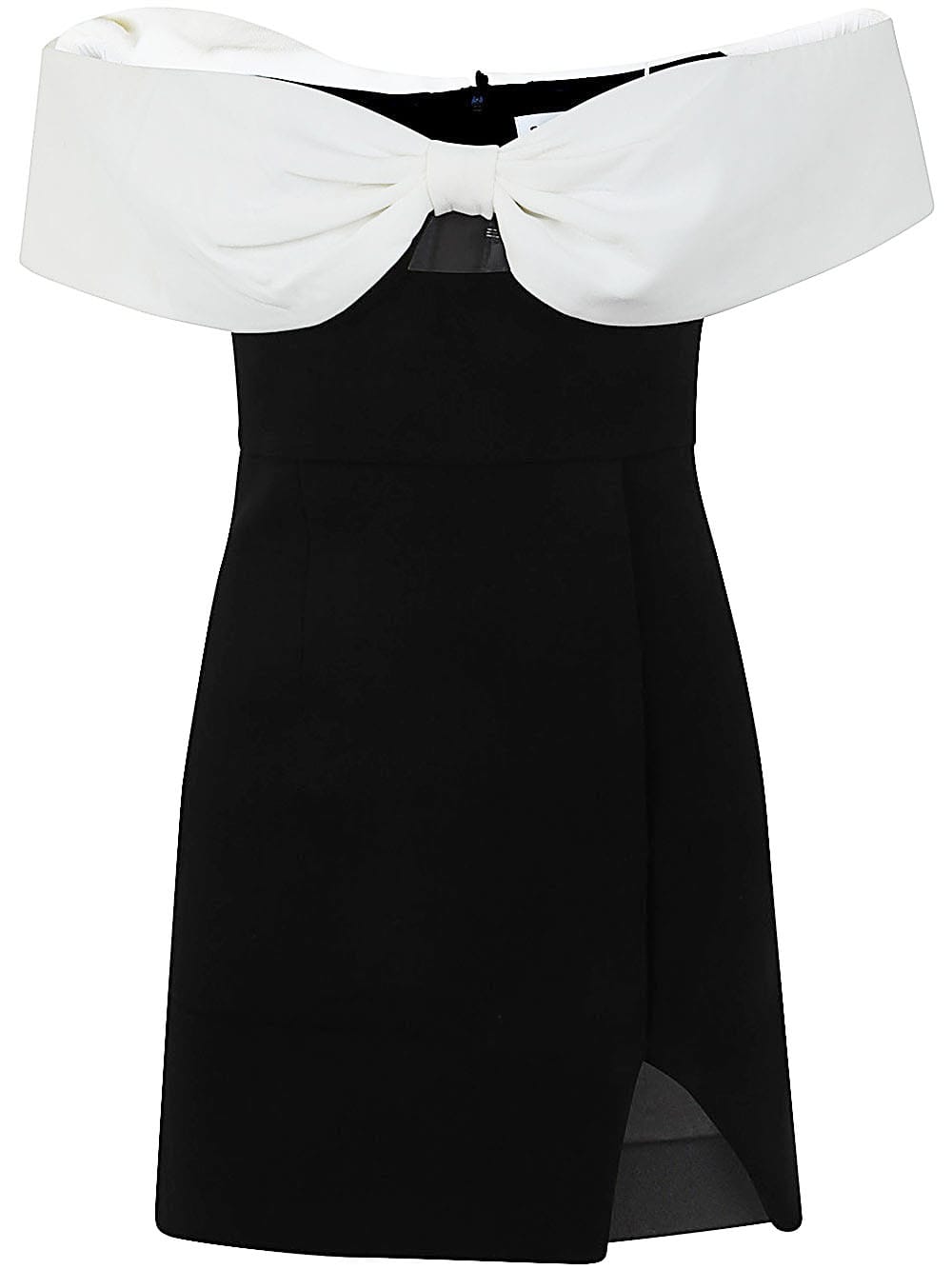 Shop Self-portrait Black Crepe Bow Mini Dress In B Black