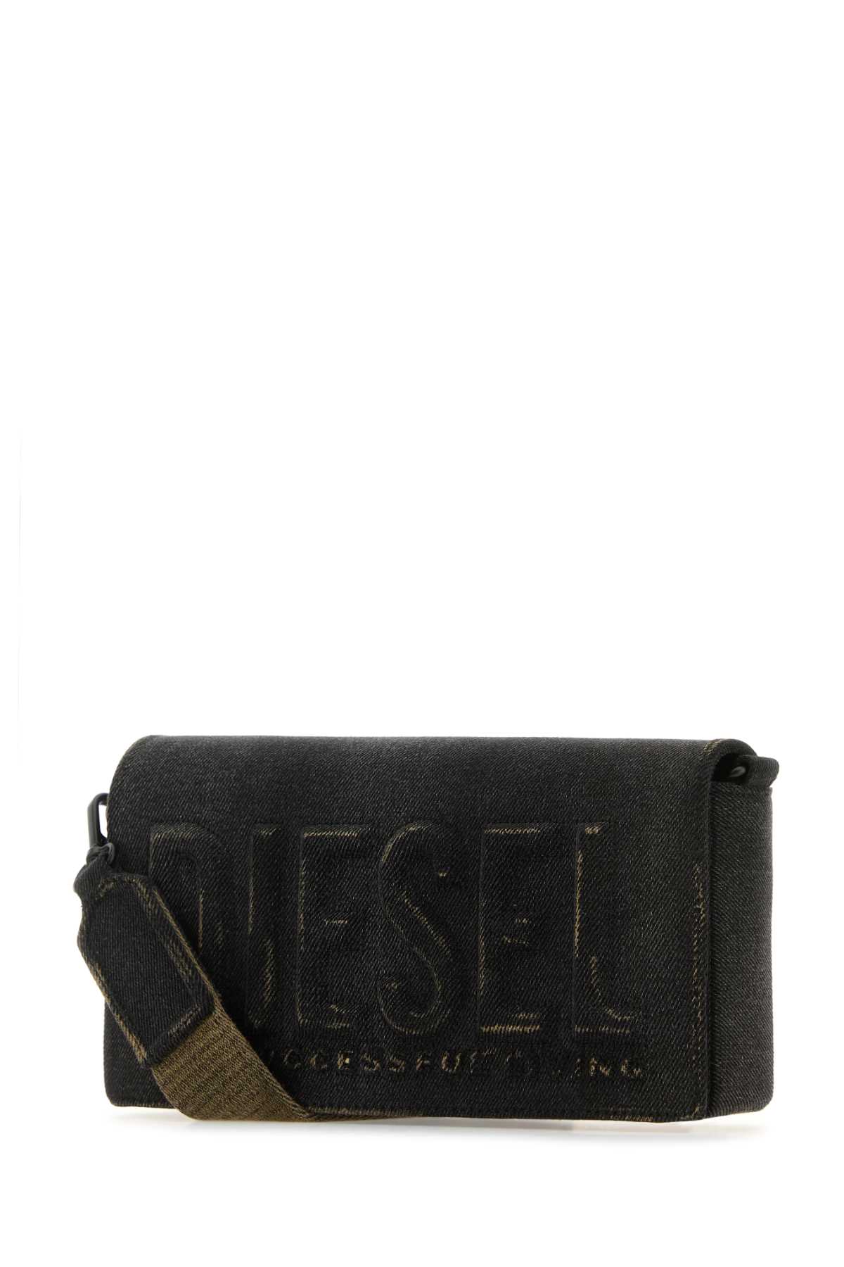 Shop Diesel Black Denim M Biscotto Crossbody Bag In T8013